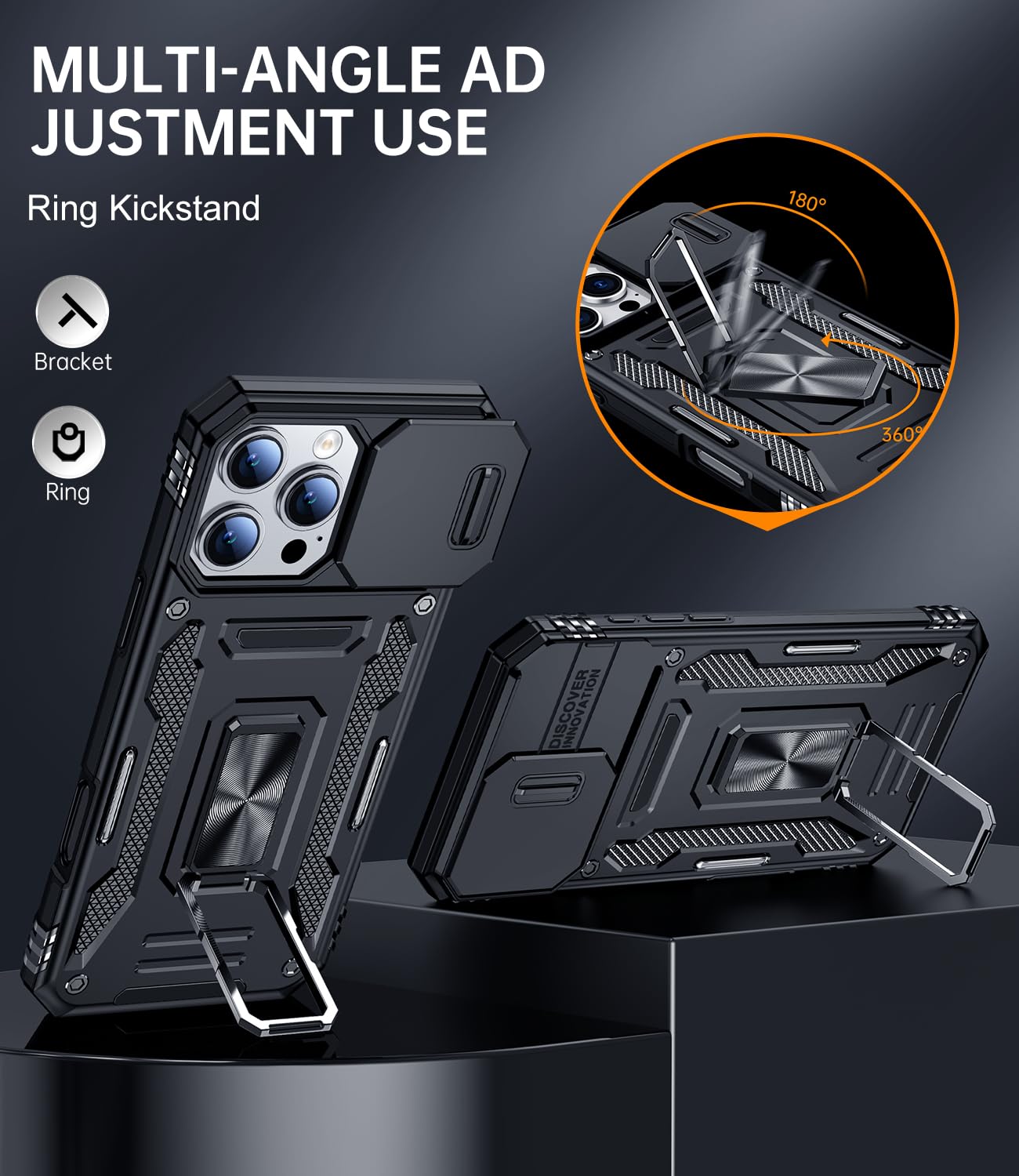 Phone Case Compatible for iPhone 16 Pro Max with Camera Cover Military Gra
