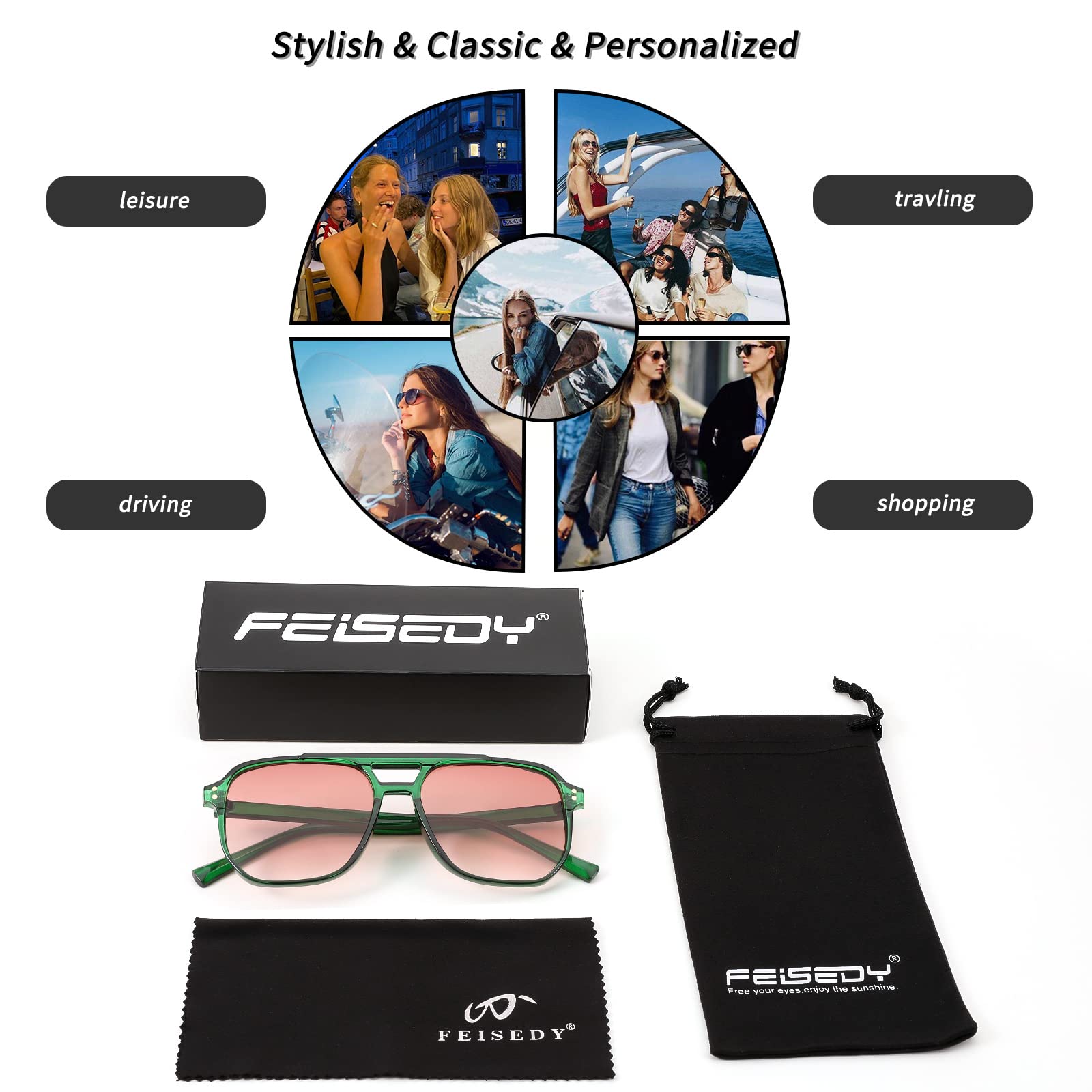 Square Aviator Sunglasses Women Men 70s Vintage Trendy Plastic Frame Sun G