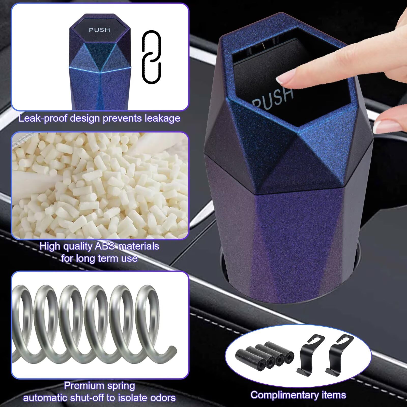 Trash Can, Car Trash Bin With Lid, Car Accessories For Women Interior, Car Garba