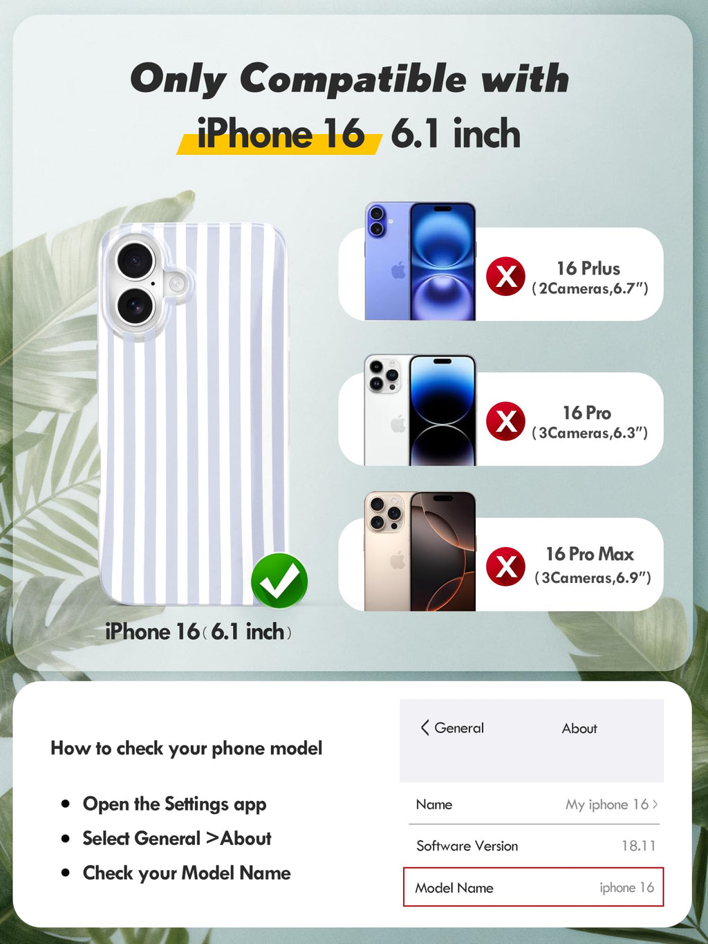 & Unique iPhone 16 Case - Stylish Striped Design for Women, Perfectly Cute & Pla