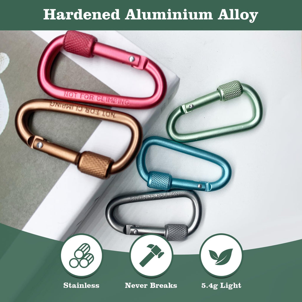 Pack Carabiner, 2 inch D-Ring Locking Carabiner Clip, Snap Hook Sport Accessor