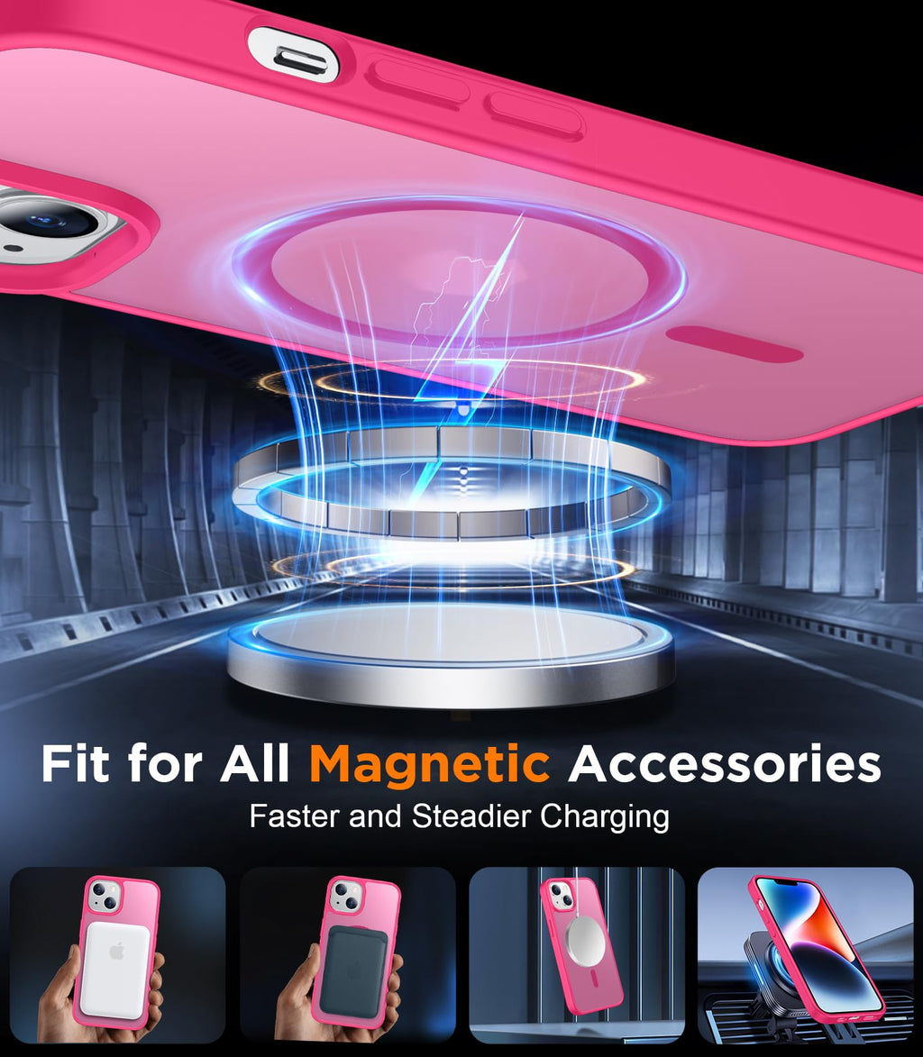 for iPhone 13 Case for iPhone 14 Case, Magnetic Translucent [2 Pack Tempered Gla