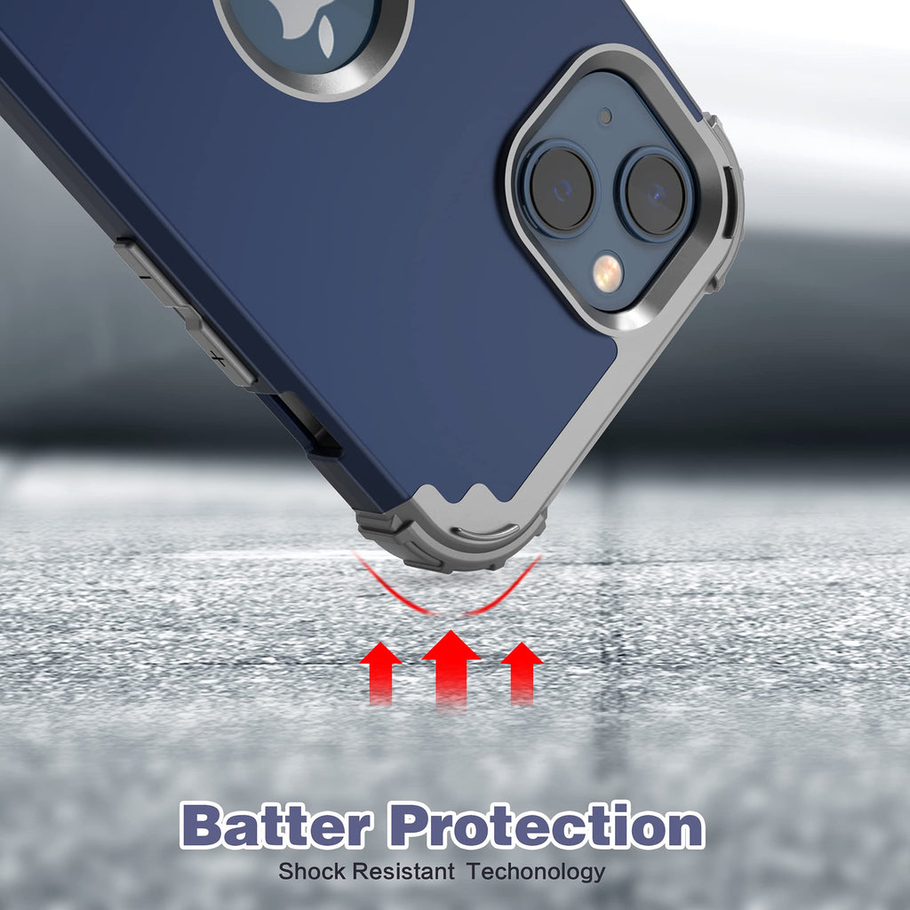 for iPhone 13 Case with Screen Protector, for iPhone 14 Case, Hybrid Shockproof