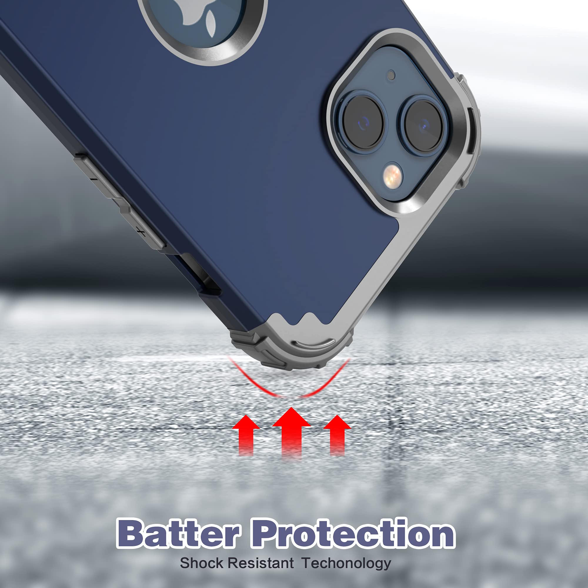 for iPhone 13 Case with Screen Protector, for iPhone 14 Case, Hybrid Shockproof
