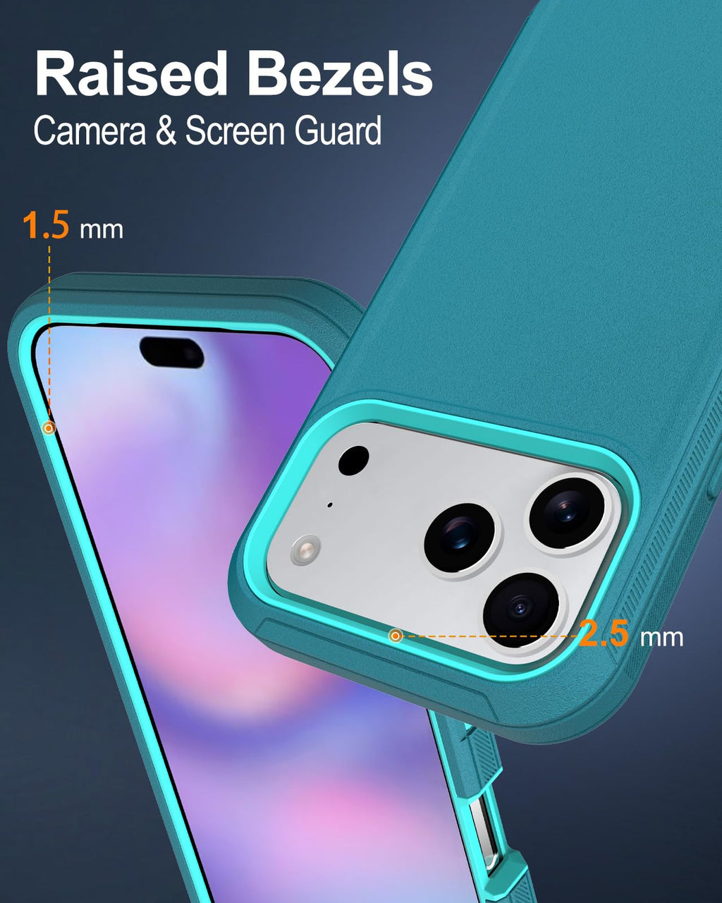 Iphone 17 Pro Case, 3-Layer 16Ft Drop Protection, With Dustproof Port Cover, Ful