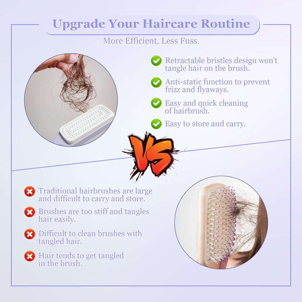 Hair Brush with Retractable Bristles, Anti Static Scalp Massage Comb fo