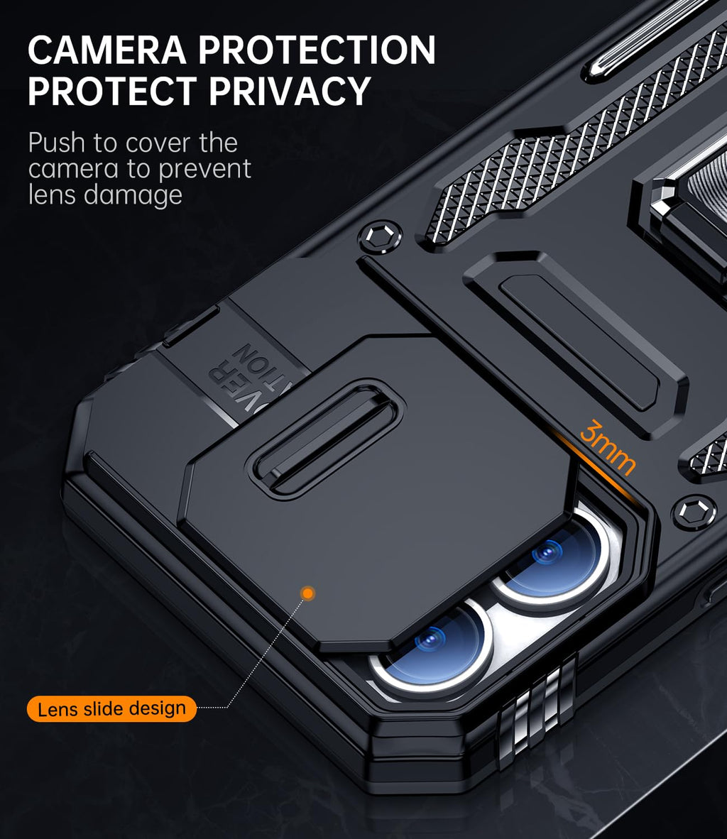 Phone Case Compatible for iPhone 16 Pro Max with Camera Cover Military Gra