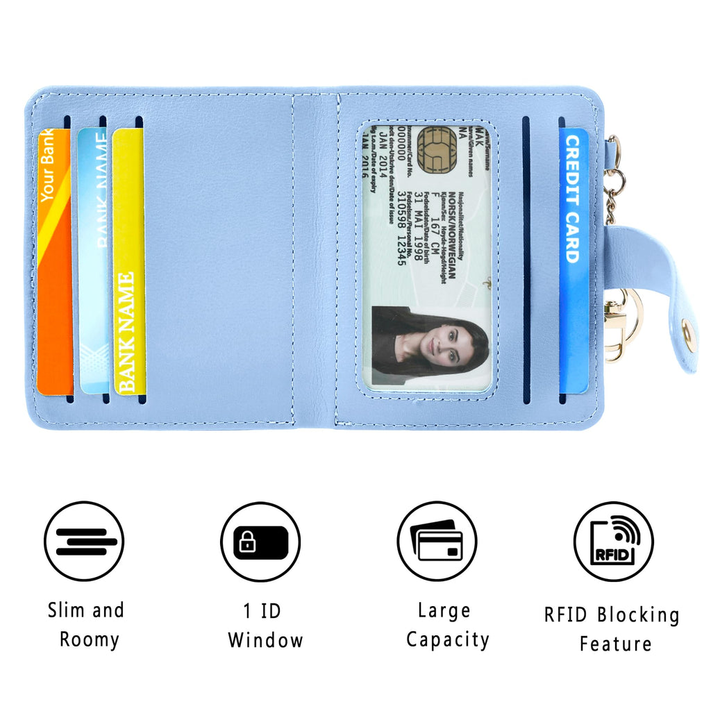 Small Wallets Woman RFID Blocking Leather Credit Card Holder - with ID Window -