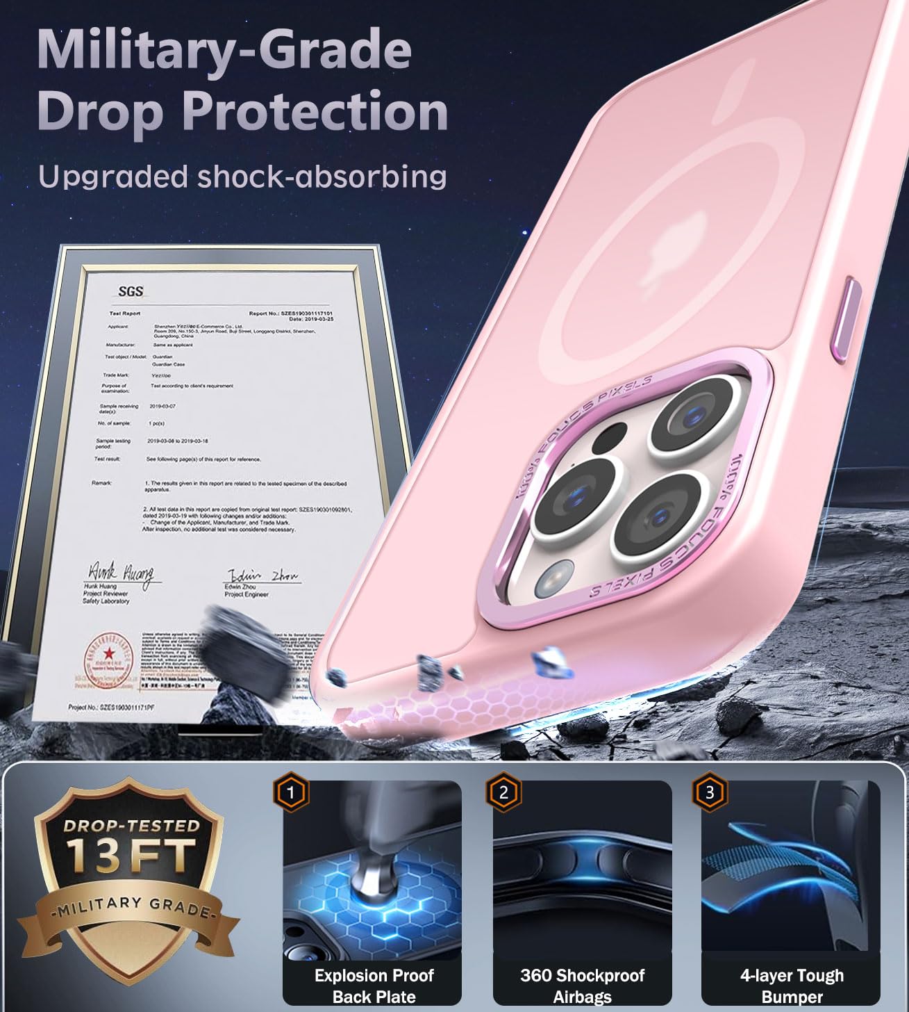 For Iphone 15 Pro Case [ Magsafe] [Military Grade Drop Protection] Translucent M