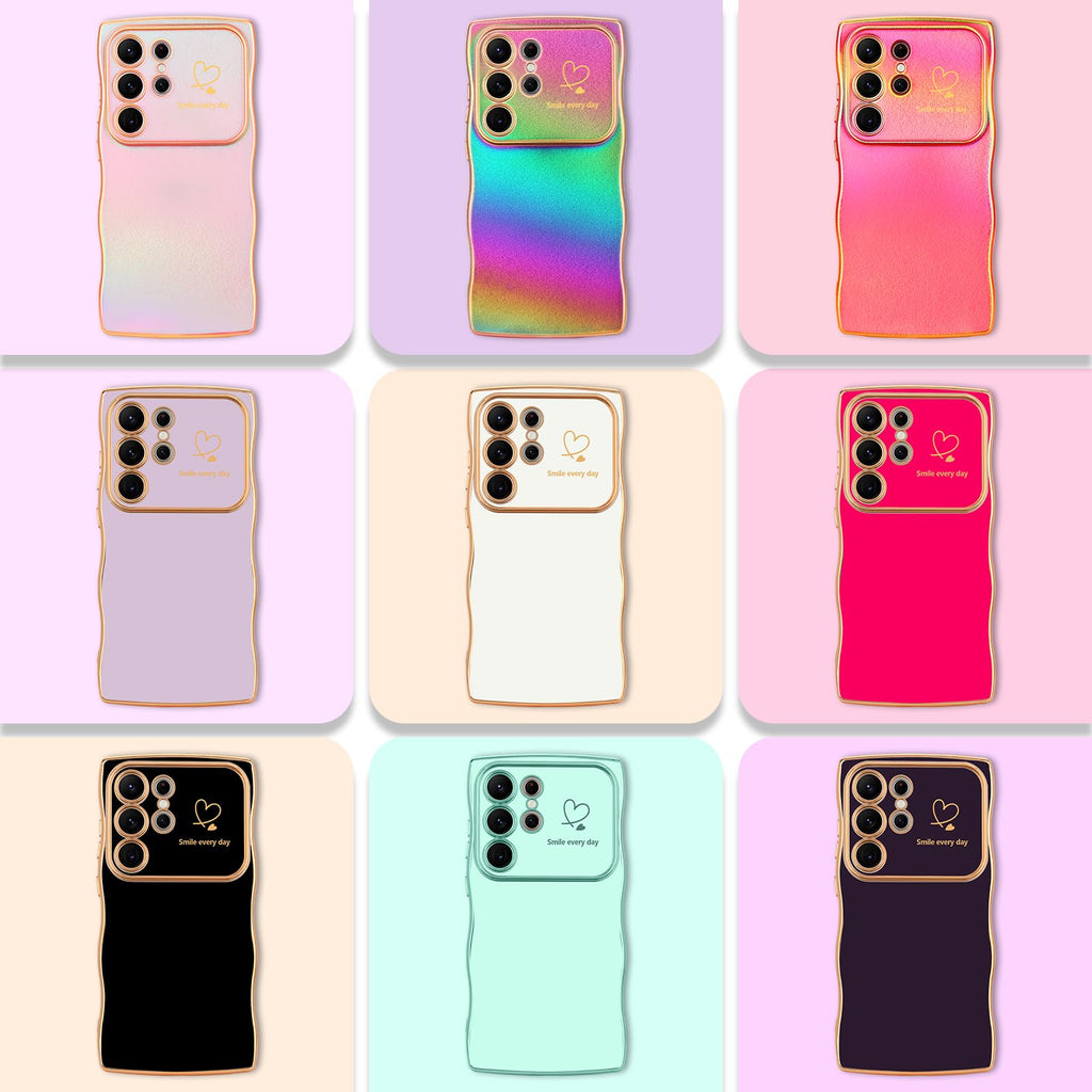for Samsung Galaxy S25 Ultra Case for Women Girls, Cute Wave Frame Curly Shape w