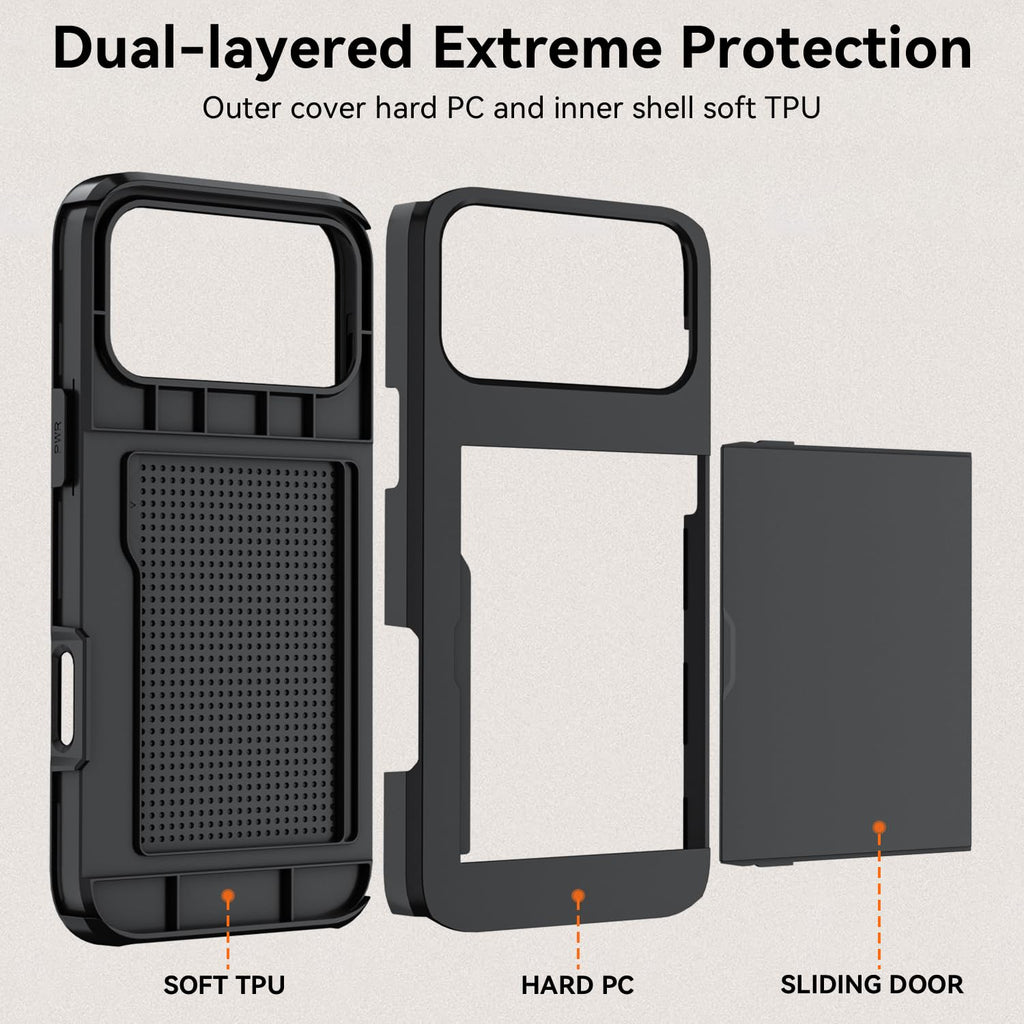17 Pro Case Wallet,Built-In Card Holder, Heavy Duty Protective Dual Layer Shockp