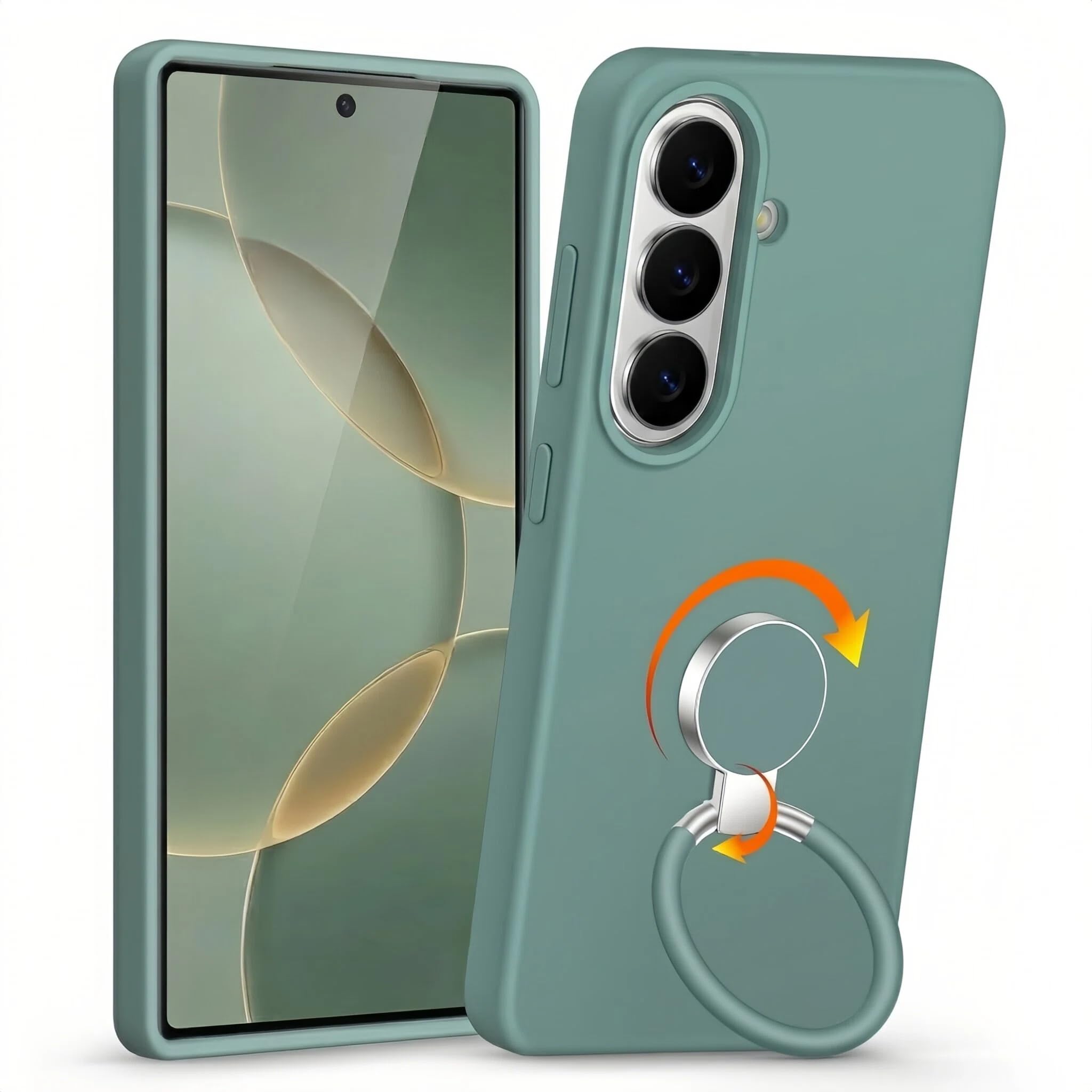 for Samsung Galaxy S26 Case Silicone, [Soft 2-Way Ring Holder Stand] [Anti-Scrat