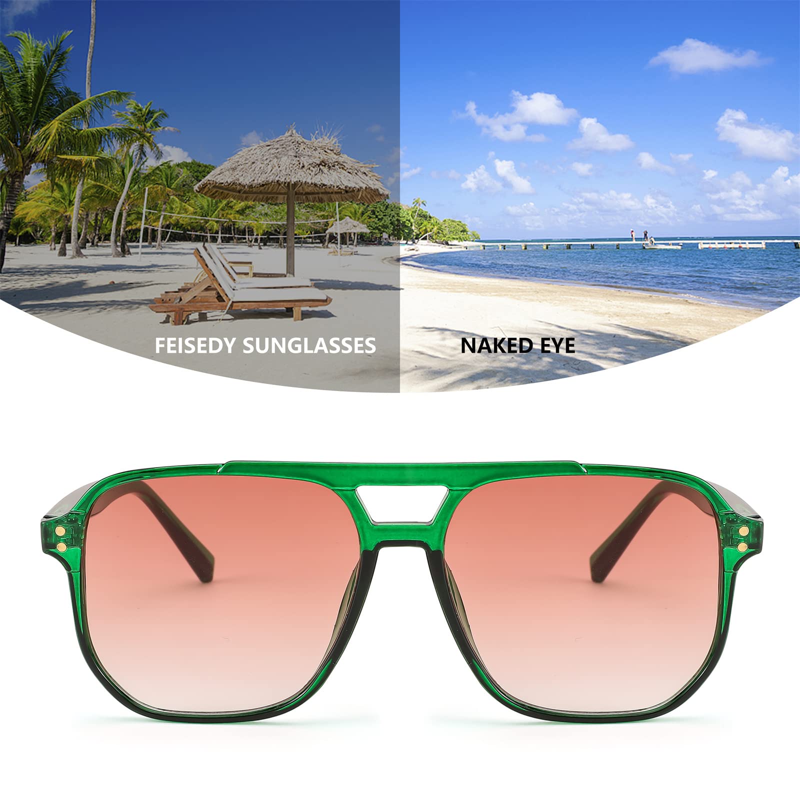 Square Aviator Sunglasses Women Men 70s Vintage Trendy Plastic Frame Sun G