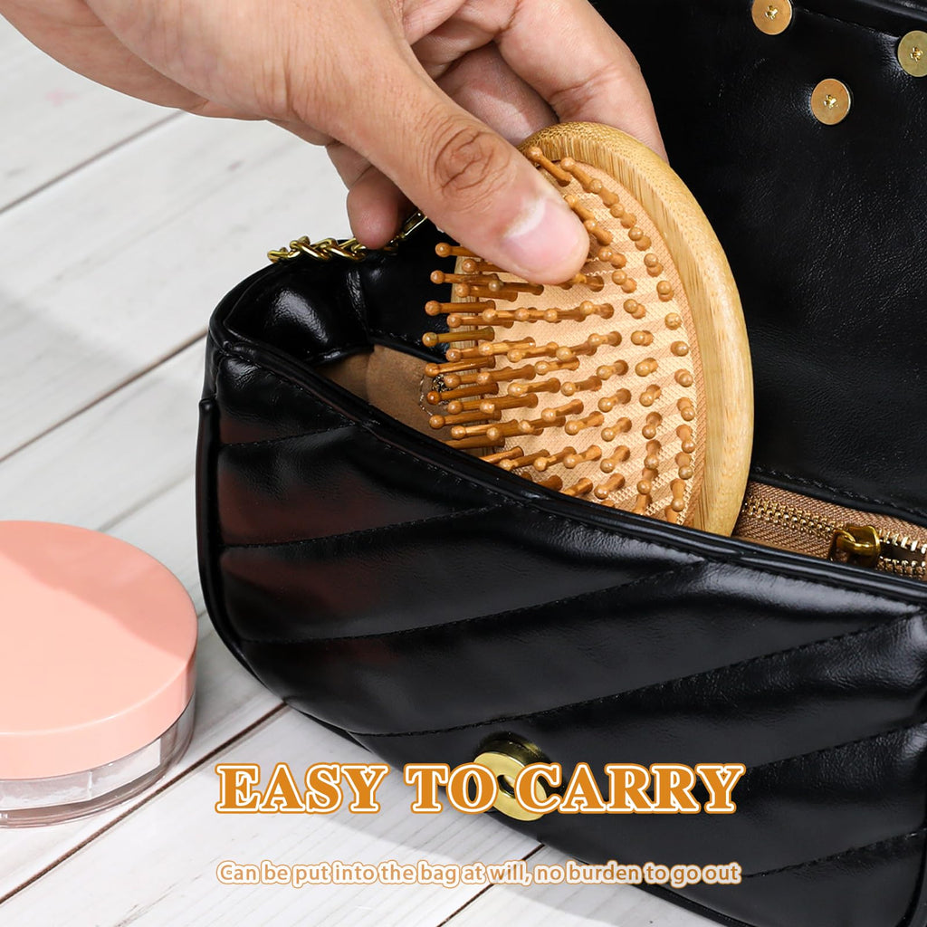 Brush, Wooden Scalp Massage Comb Portable Anti-Static Hairbrush with Air Cu