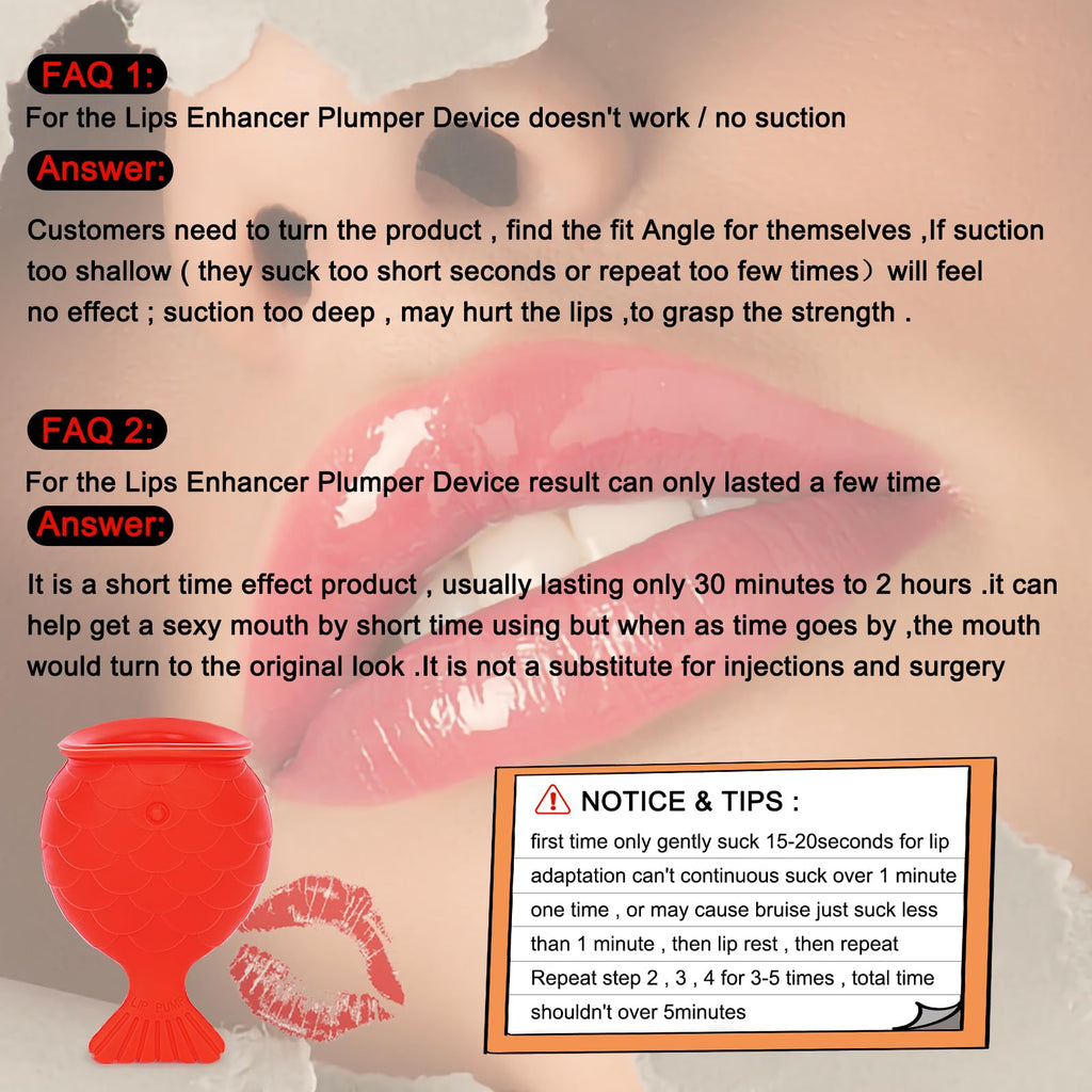 Plumper & Enhancer Device — Soft Silicone Fish Shape Lip Pump for Fuller Thicker