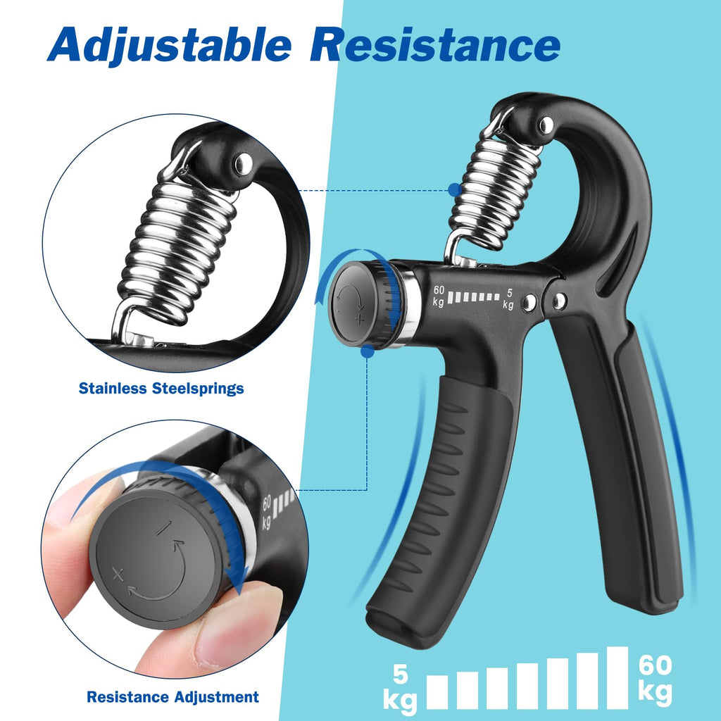 Grip Strength Trainer, Hand Grip Exerciser Strengthener with Adjustable Resistan