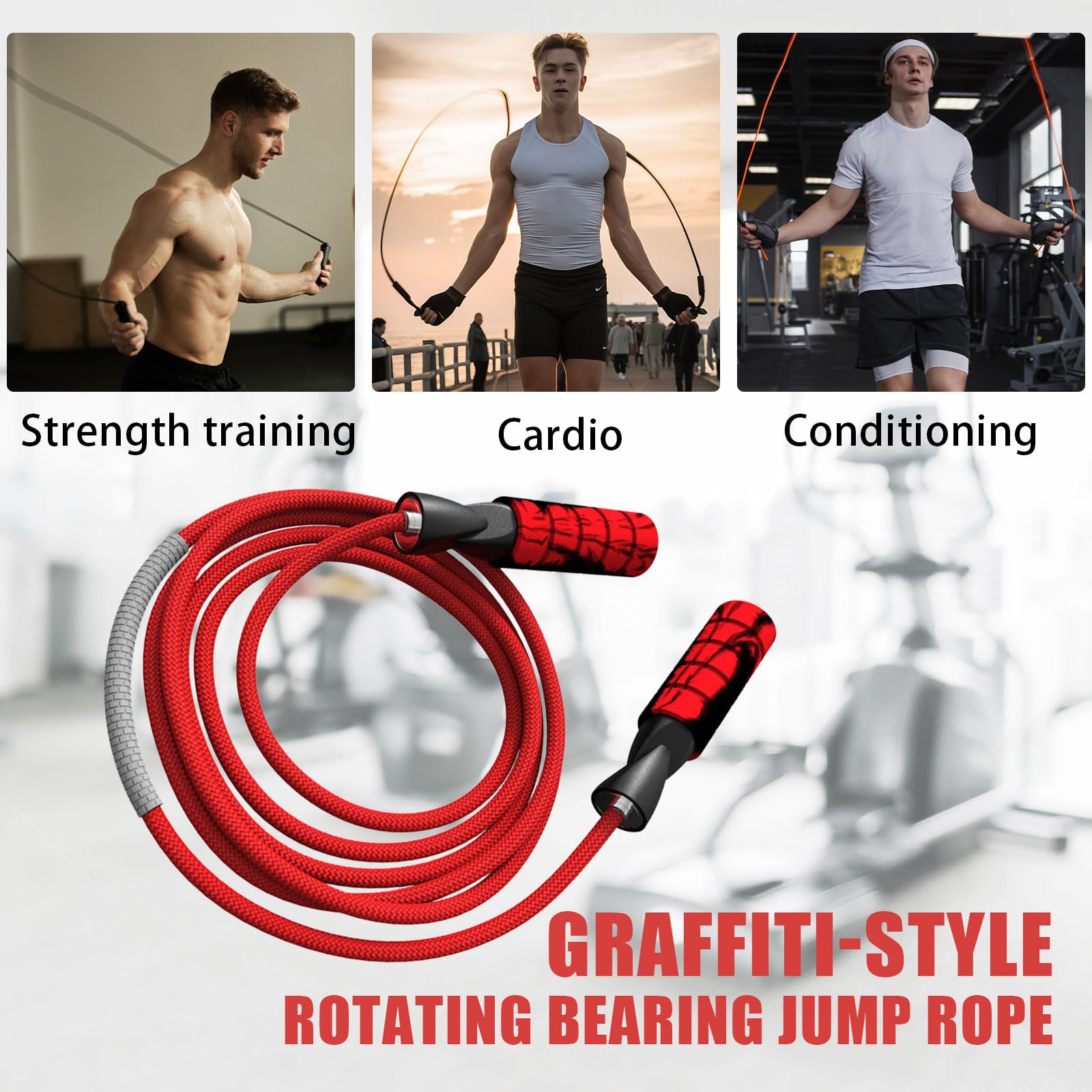 Rope with Adjustable Length Cotton Rope Double Bearing Skipping Rope for Women M