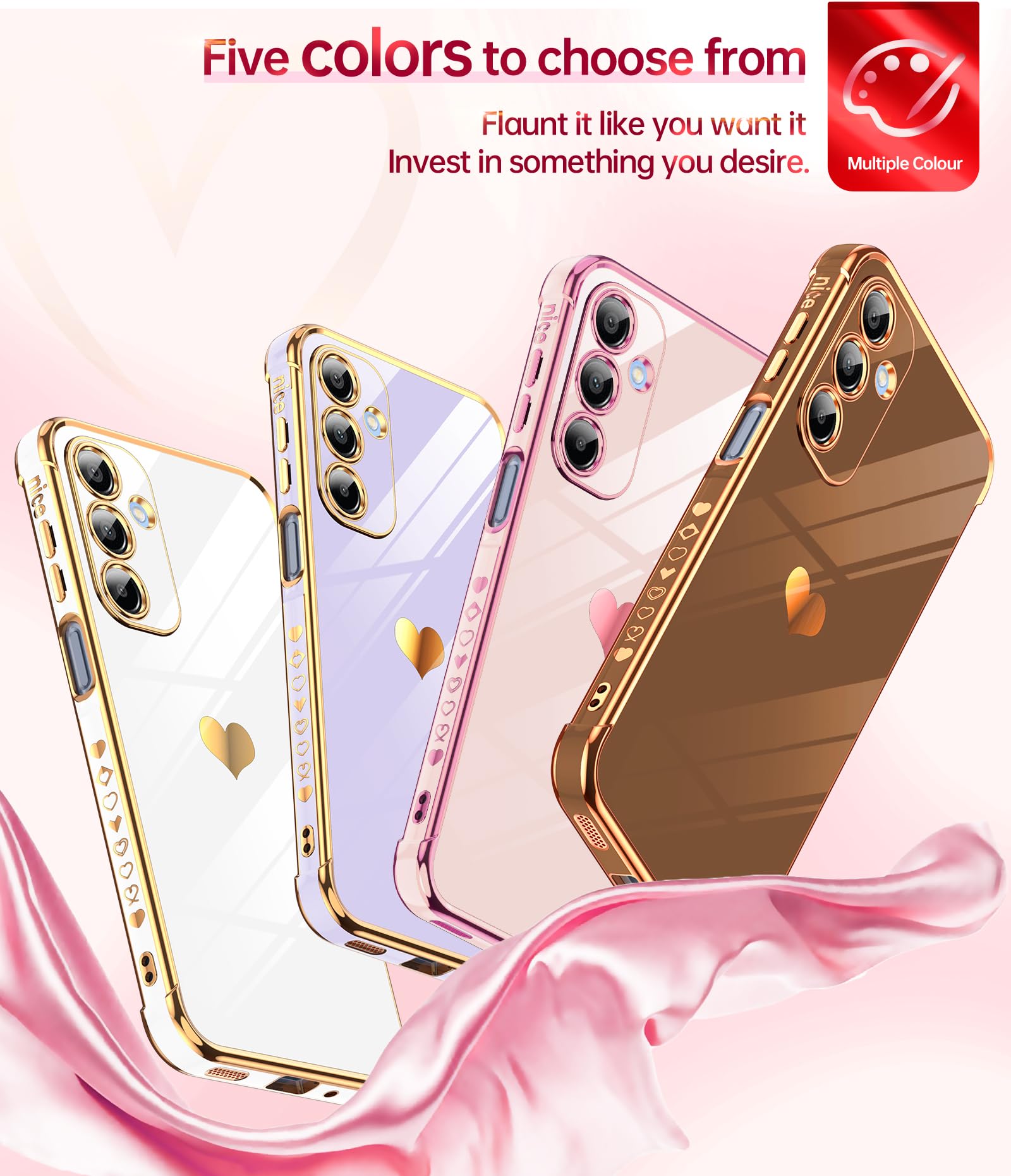 for Galaxy A16-5G Phone Case: Tempered Glass Screen Protector [2 Pcs]+ Full Came