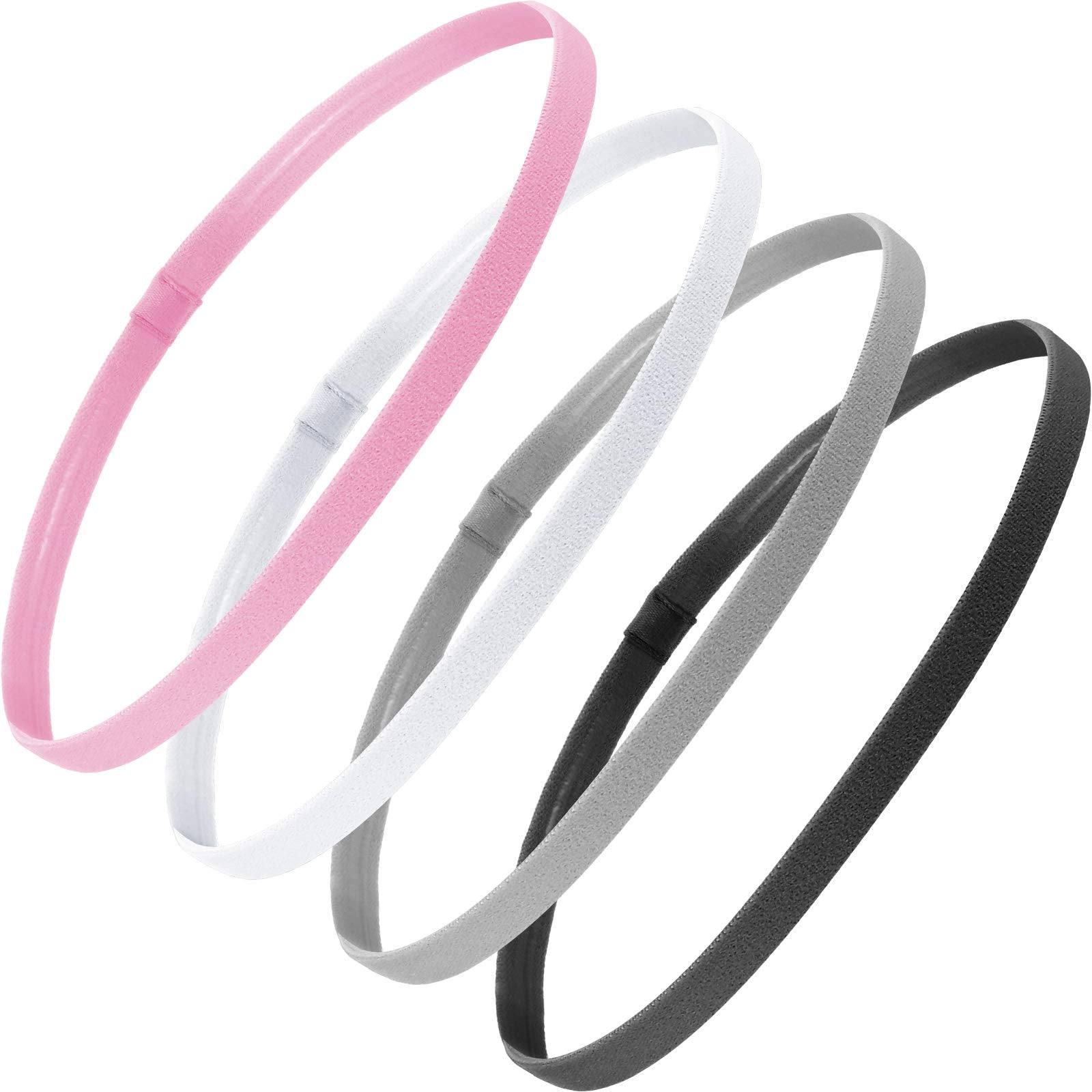4 Pieces Thick Non-Slip Elastic Sport Headbands Hair Headbands for Women and Men