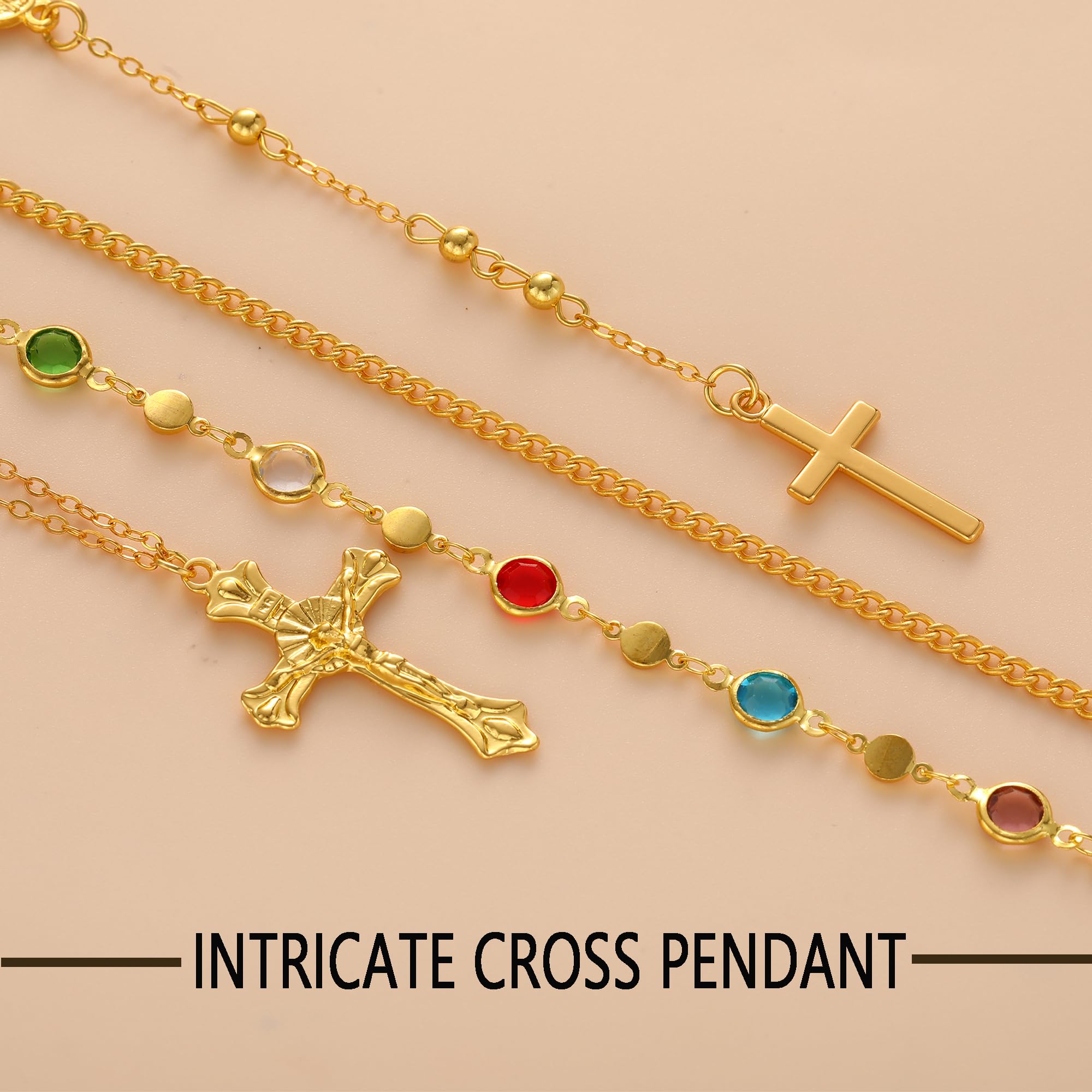 Layered Gold Cross Necklaces for Women Trendy, Bohemian Bead Pearl Y Long Pendan