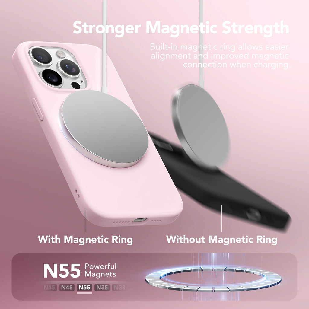 Iphone 15 Pro Max Case Silicone, Magsafe, Camera Protector + Screen Protector, S