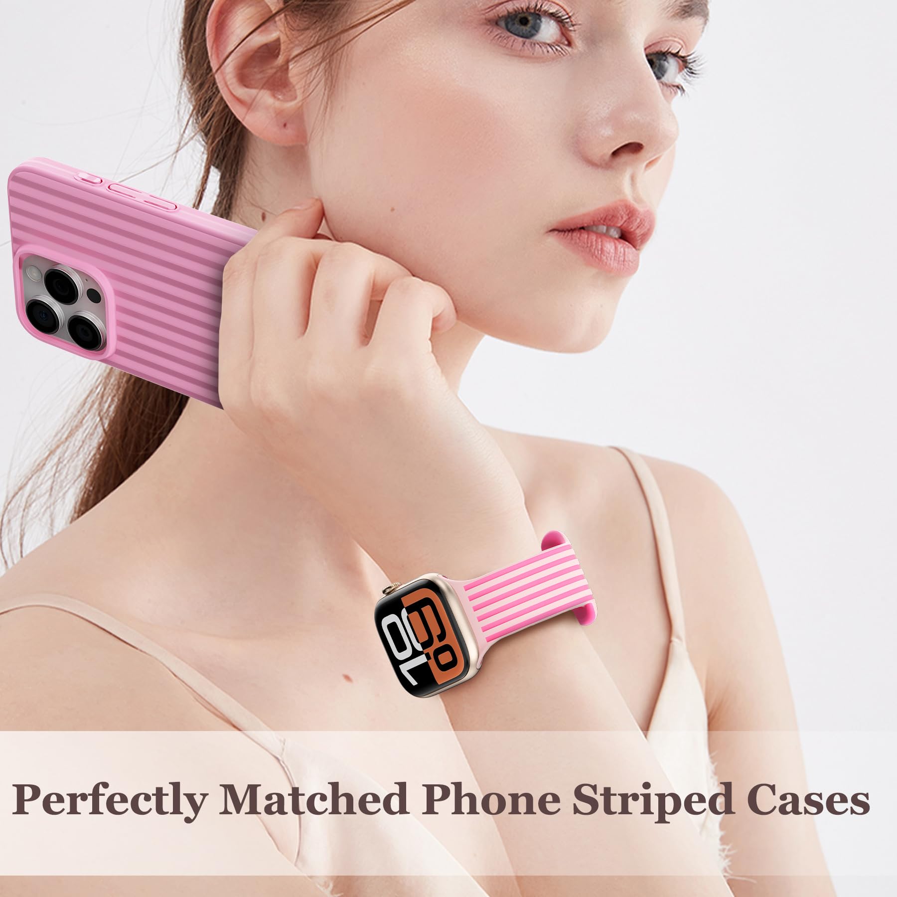 Striped Band Compatible with Apple Watch Bands for Women 40mm 42mm 41mm