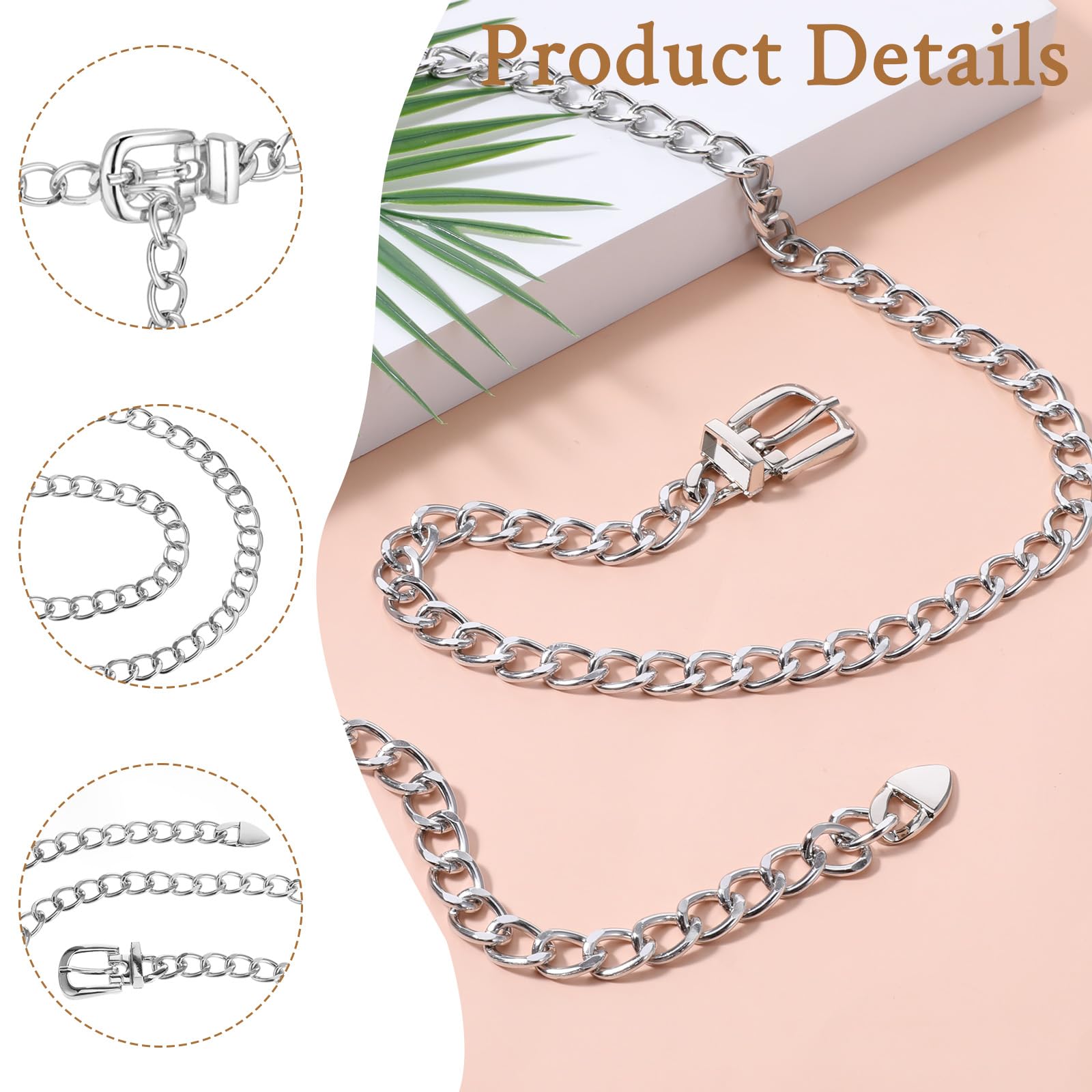 Belt for Women Waist Size 32-37", Metal Waist Chains Belt Adjustable Chain