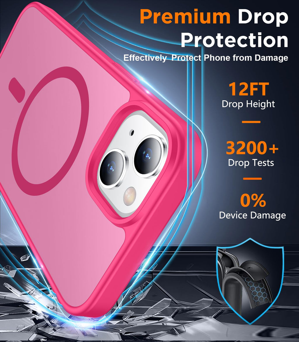 for iPhone 13 Case for iPhone 14 Case, Magnetic Translucent [2 Pack Tempered Gla