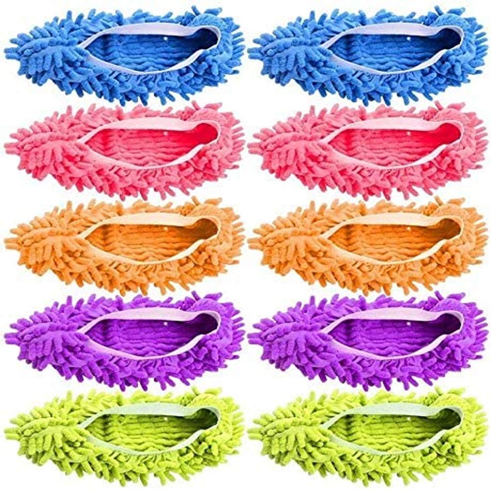 Mop Slippers Shoes 5 Pairs (10 Pieces) - Microfiber Cleaning House Mop Slippers