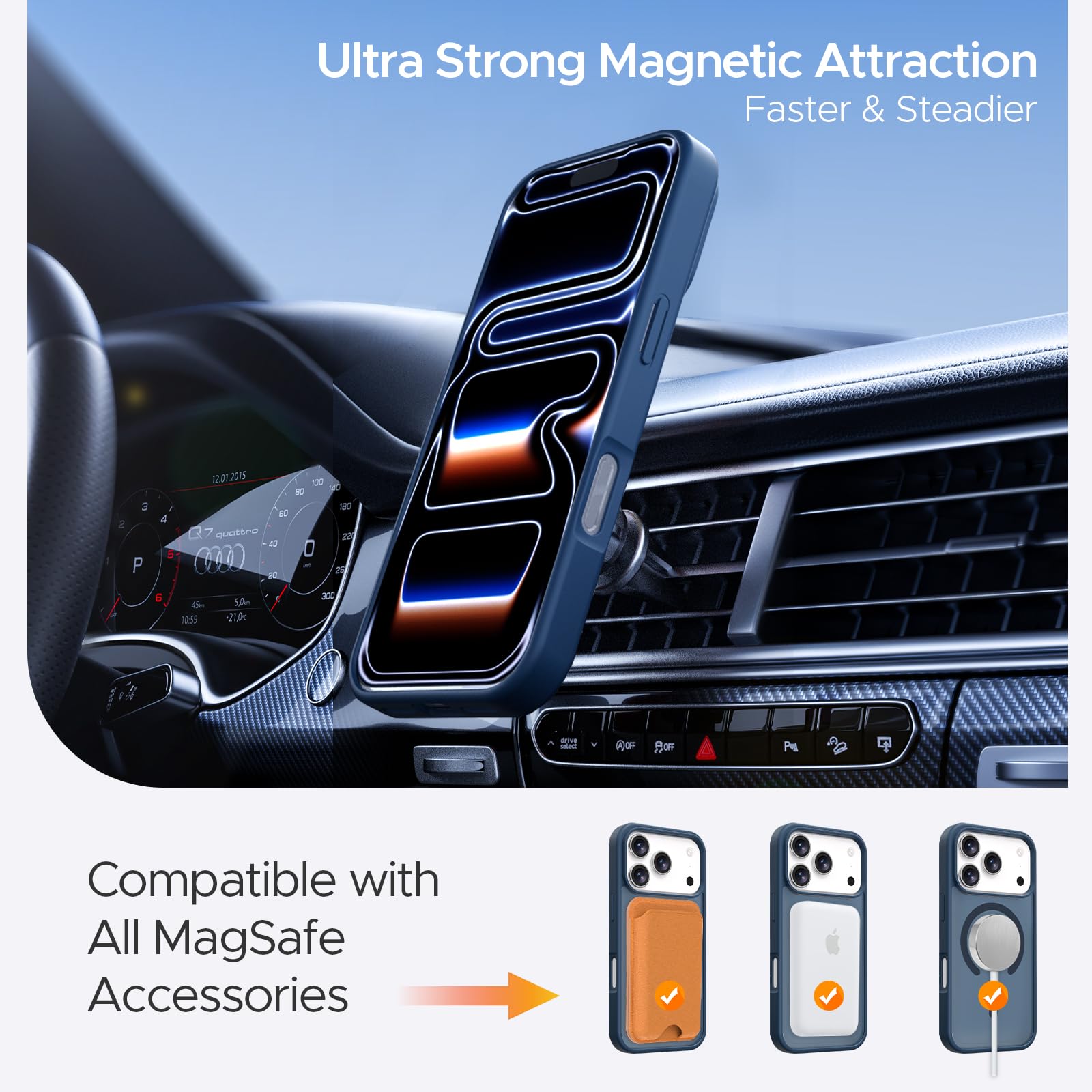 Iphone 17 Pro Case, Stronger Magnetic [Military Grade Drop Protection] Transluce