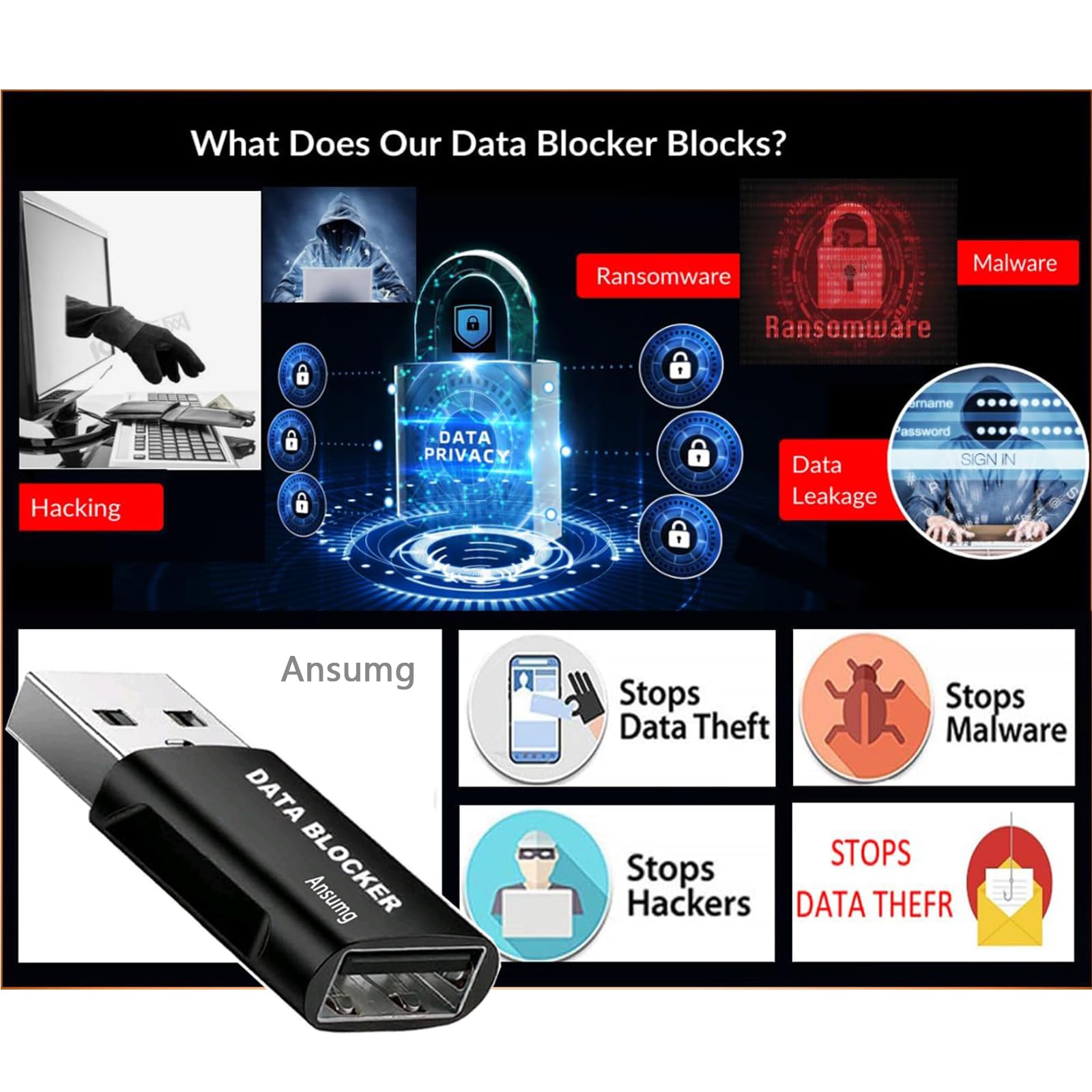 Blocker -Protect Against Juice Jacking,Hack Proof 100% Guaranteed, Protecti
