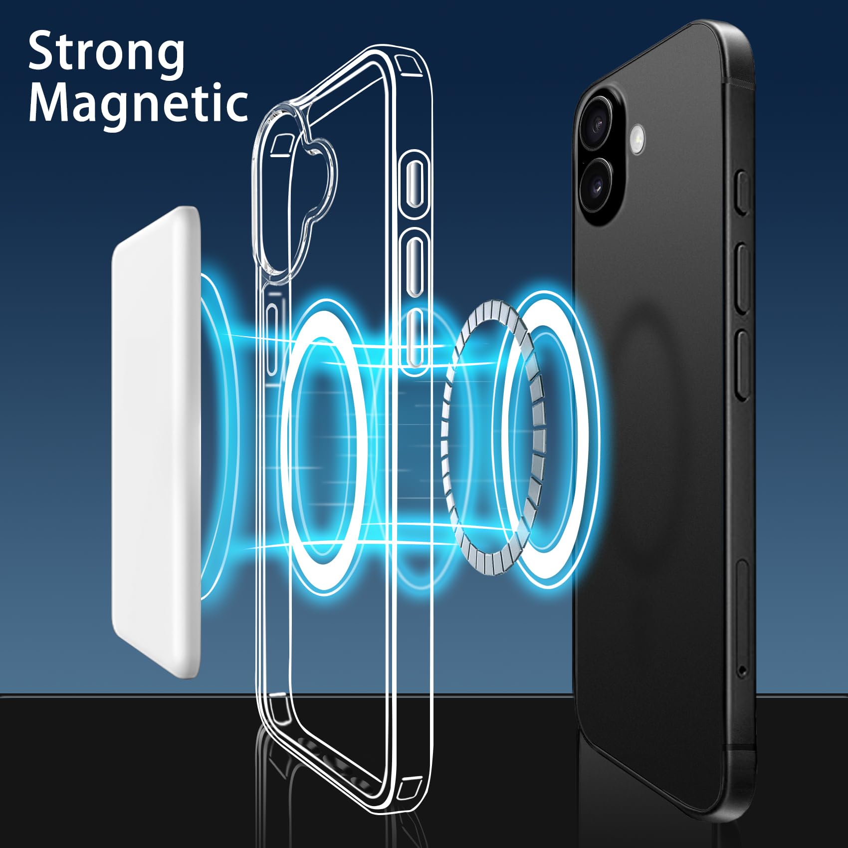17 Magnetic Case Clear — 42 Built-In Magnets, Transparent Anti-Scratch Shockproo