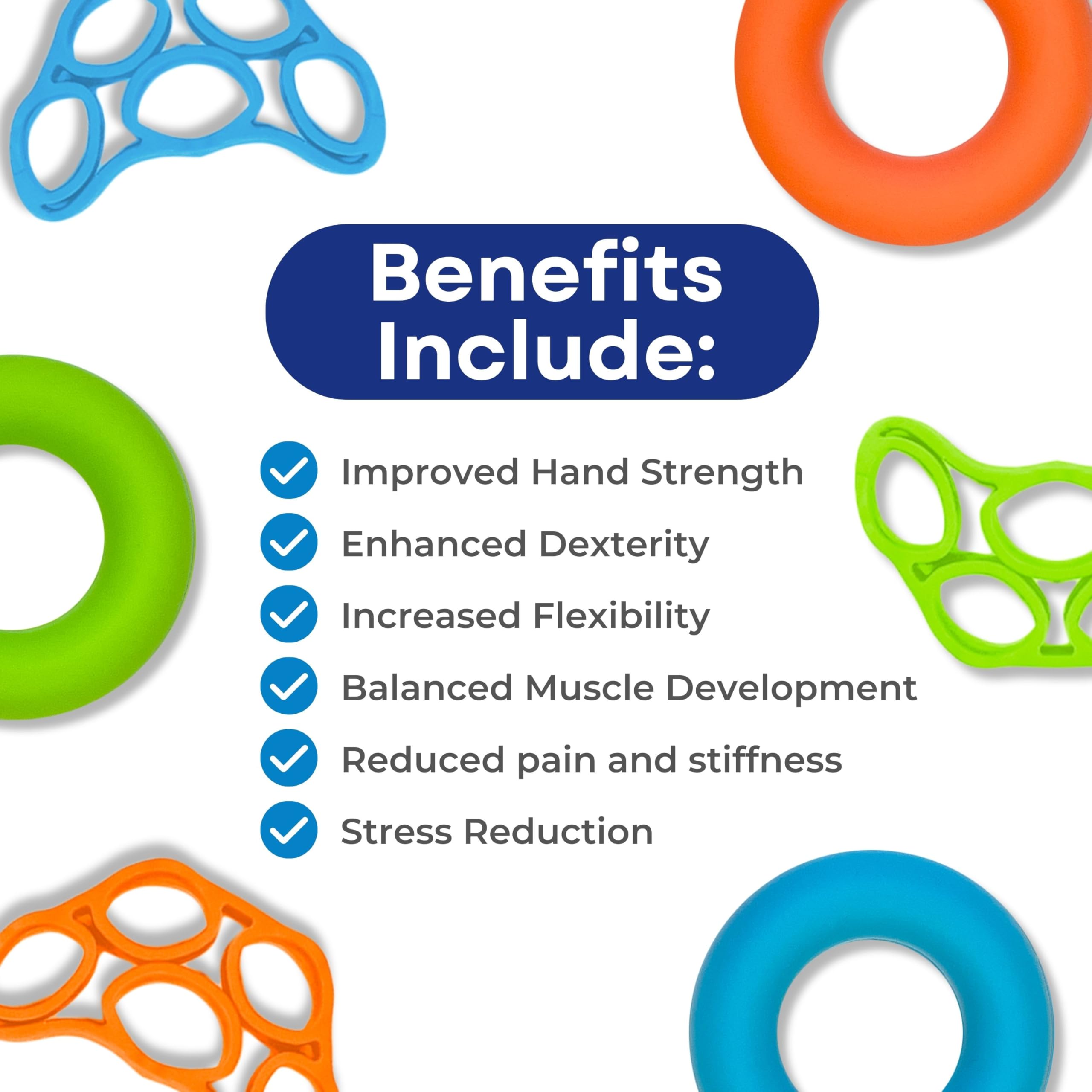 Hand Grip Strengthener, Finger Exerciser, Grip Strength Trainer 6 Pieces Kit for