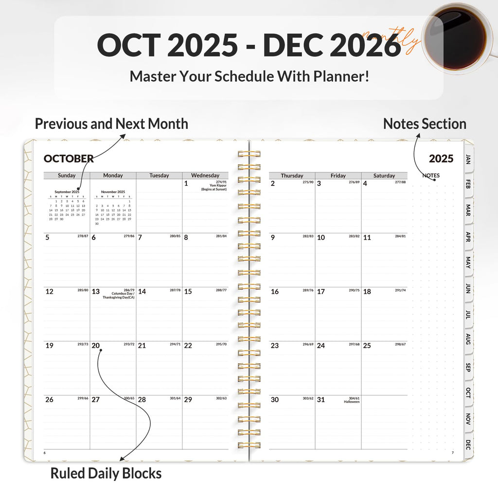 Planner, Weekly and Monthly Calendar Planner, January 2026-December 2026, D