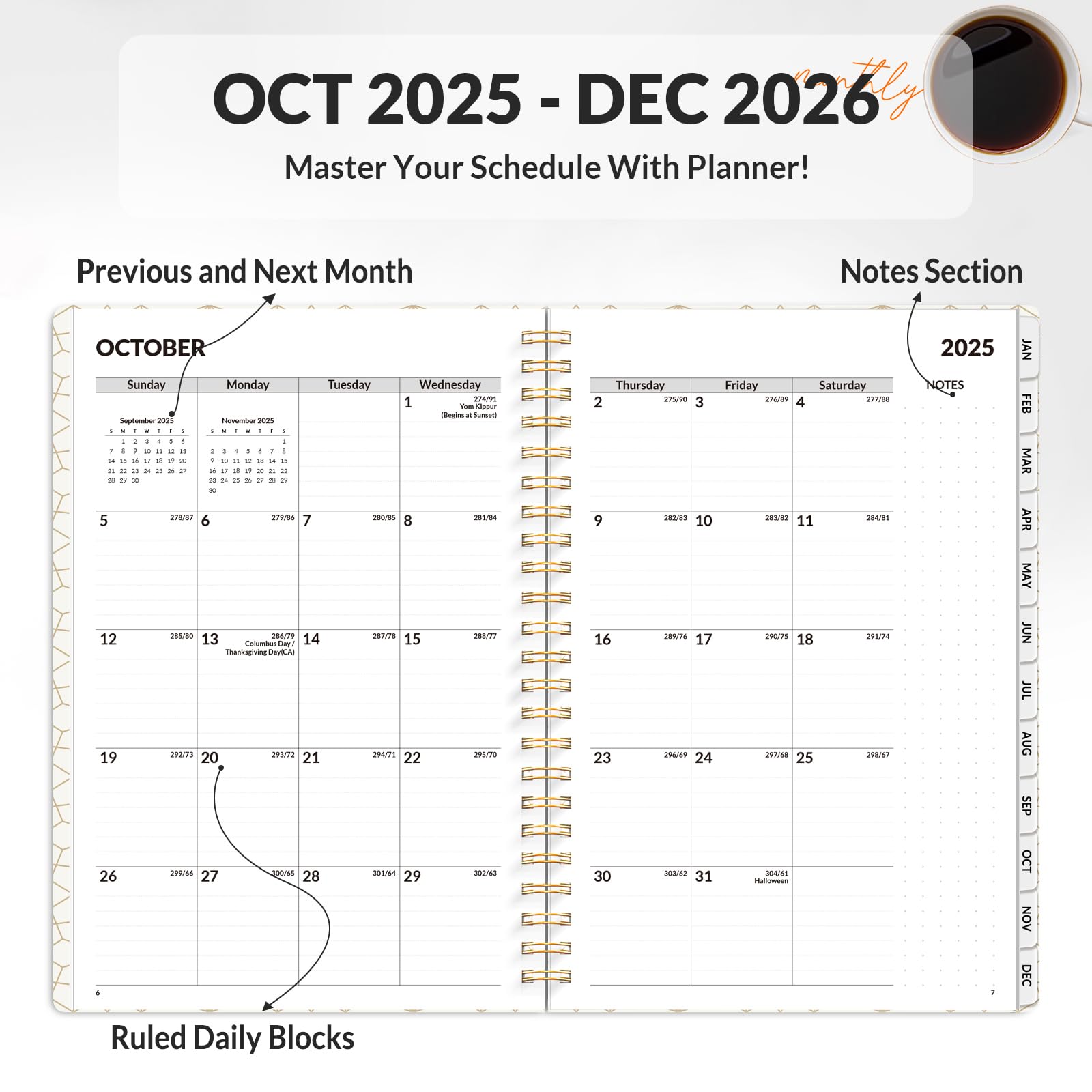 Planner, Weekly and Monthly Calendar Planner, January 2026-December 2026, D