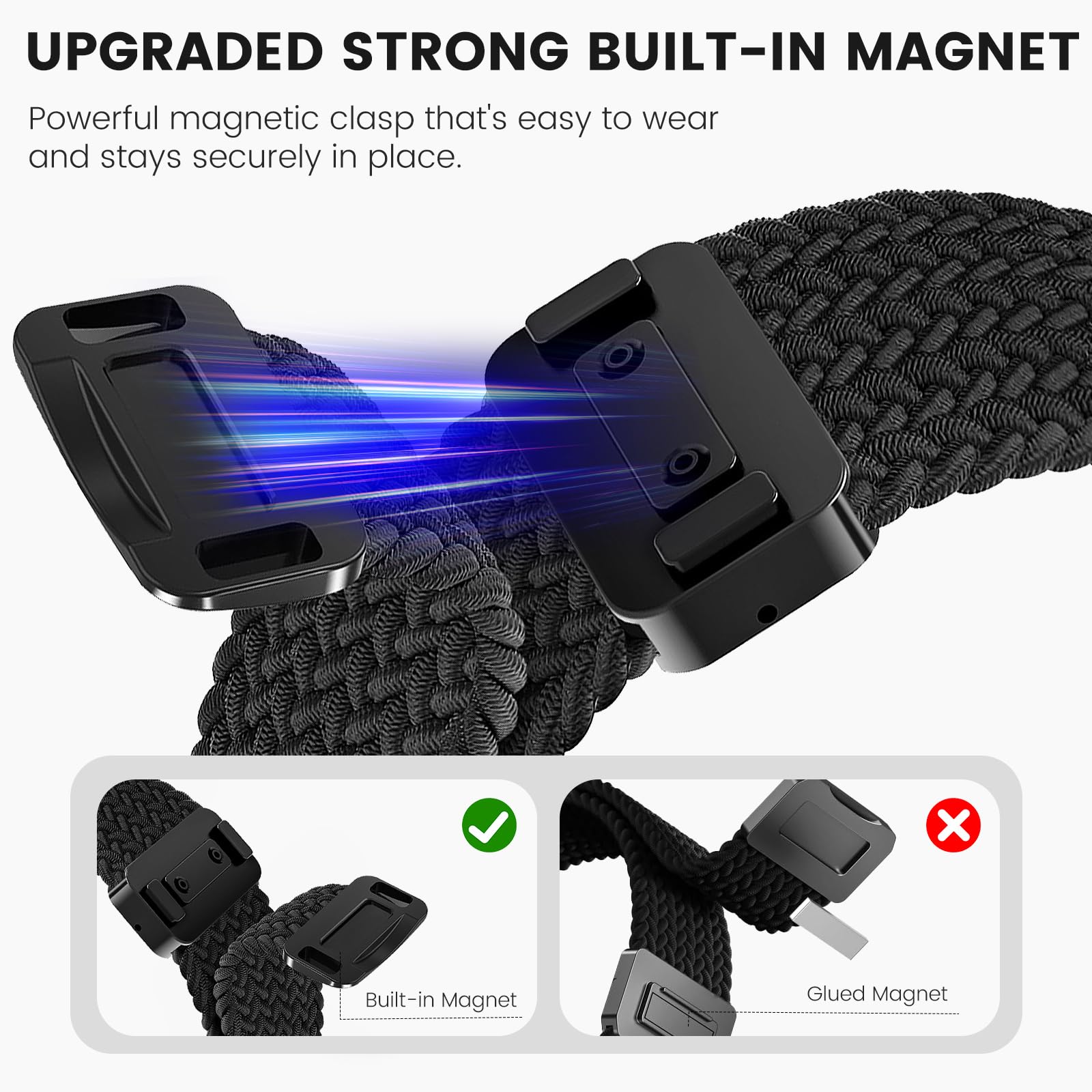 Stretchy Braided Bands Compatible with Samsung Galaxy Watch 8 Band 40mm 44mm/Gal