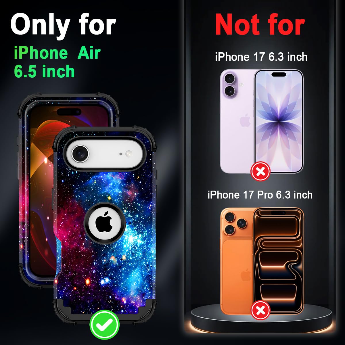 Iphone Air Case/Iphone 17 Air Case,Glow In The Dark Three Layer Heavy Duty Shock