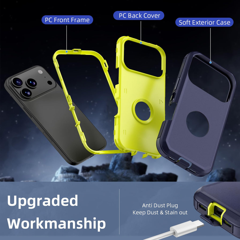 Iphone 17 Pro Max Case, Heavy Duty Drop Protection Screenless Dual Layer Shockpr