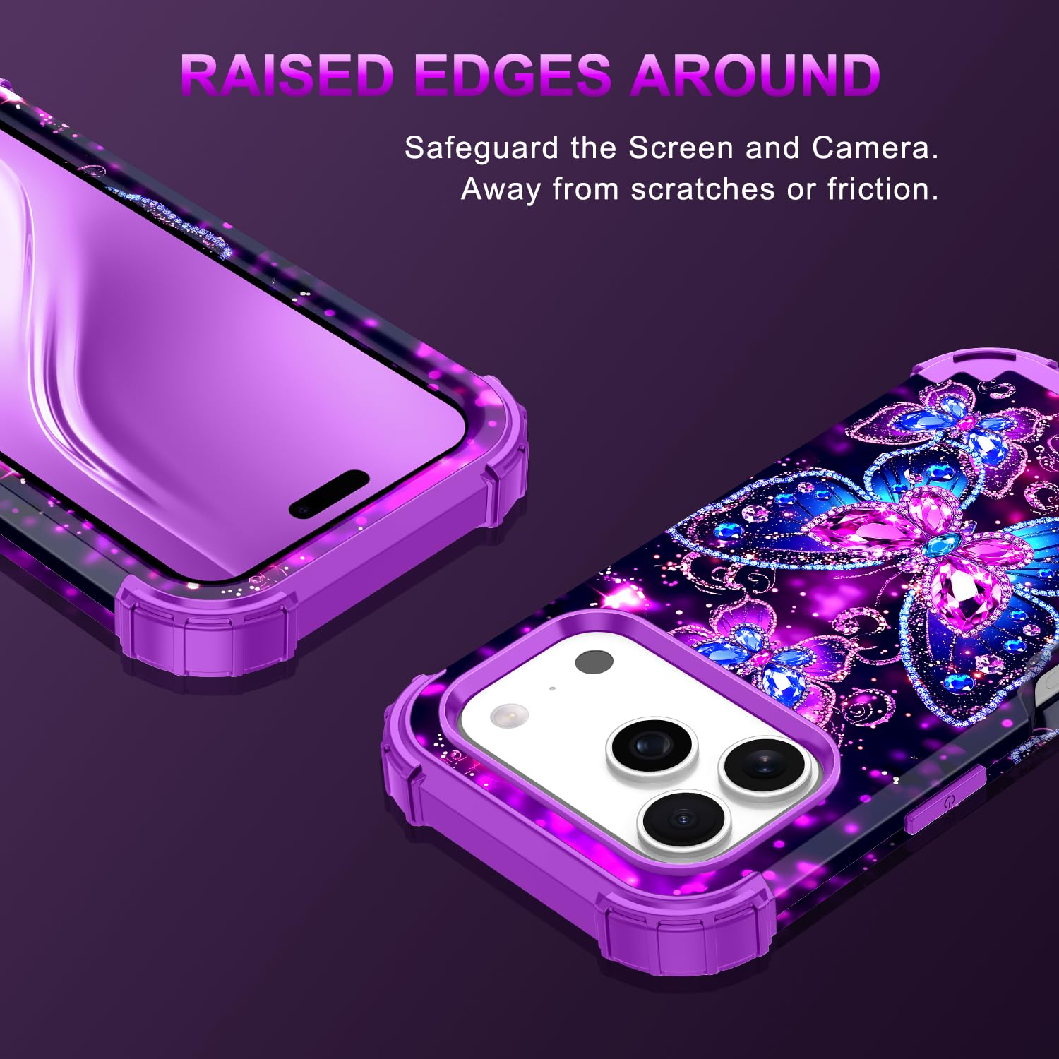 Iphone 17 Pro Case,Three Layer Heavy Duty Shockproof Protection Hard Plastic Bum