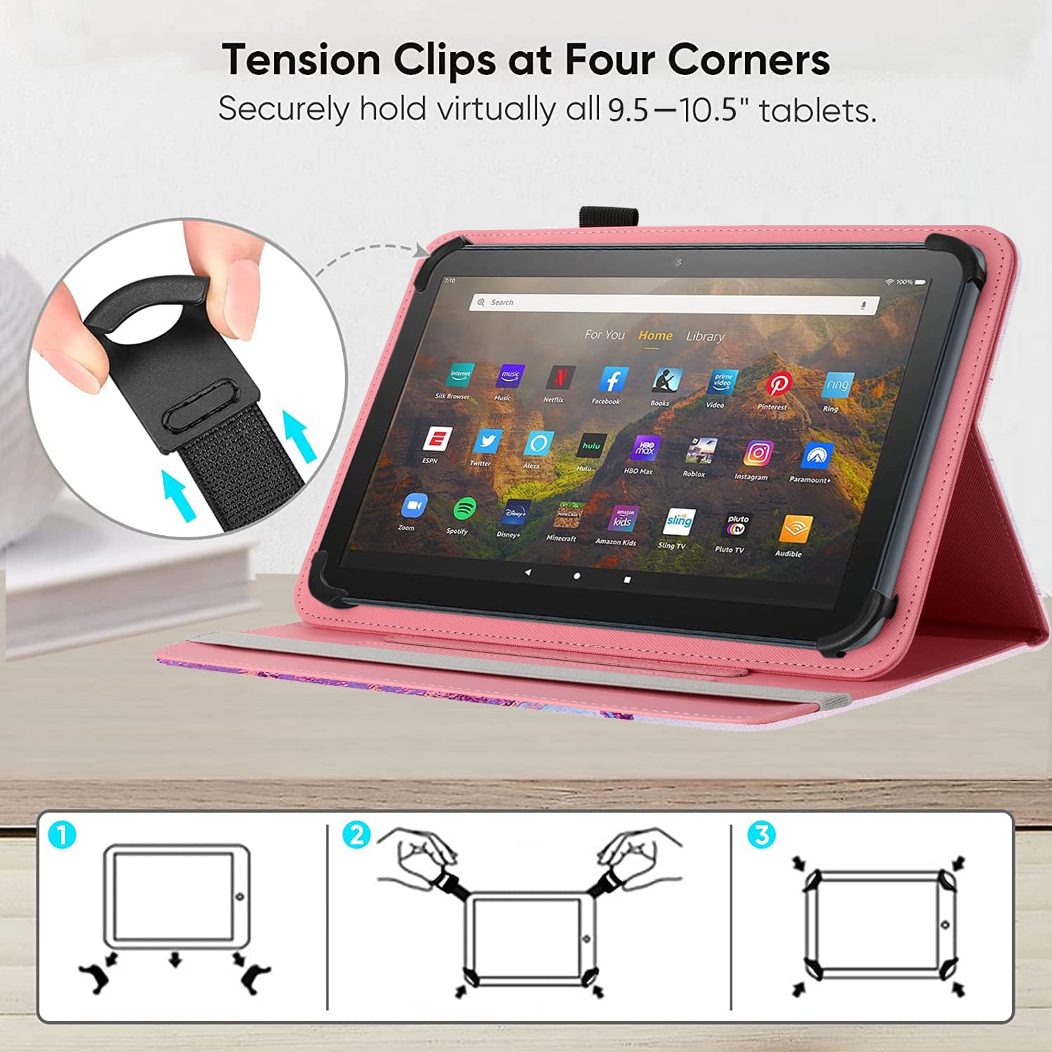 Universal 10-10.1 Inch Android Tablet Case, 360 Degree Rotatable Kickstand Multi