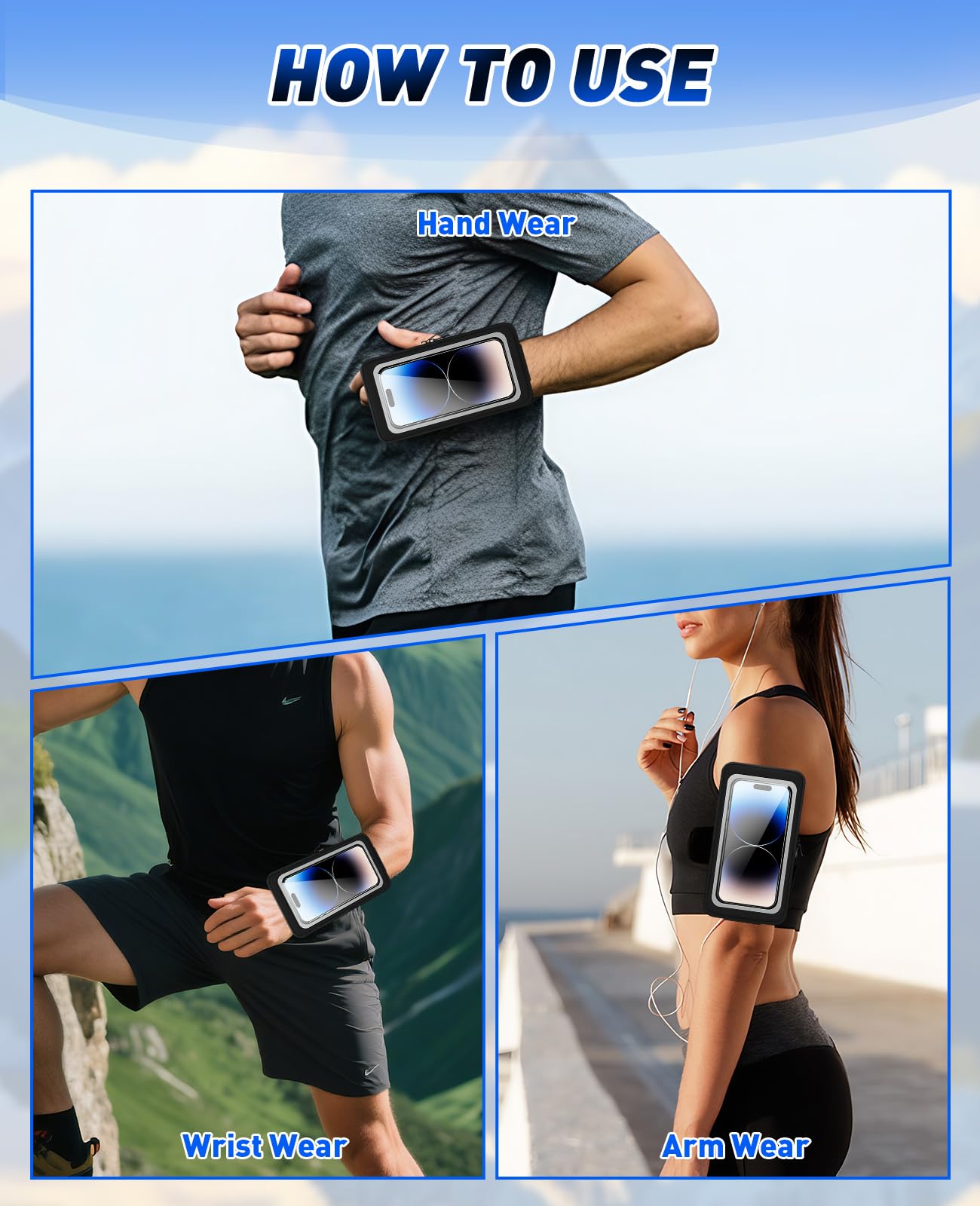 Cell Phone Holder, Wrist Waterproof Workout Phone Holder Up To 7.0'', Wristband