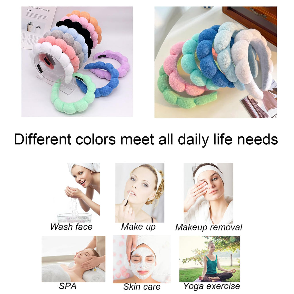 Spa Headbands for Washing Face Makeup Skin Care Headband Women Bubble Facial Bea