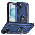 iPhone 15 Case with Screen Protector: 360°Grade Rotatable Kickstand (Non-Sli