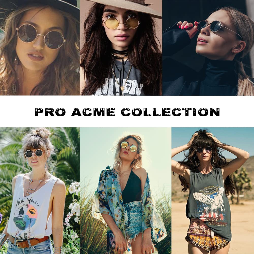 Small Round Polarized Sunglasses for Men Women Circle Retro Shades Metal Hi