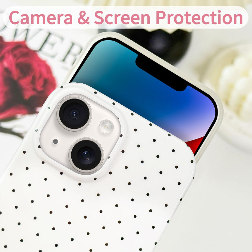 iPhone 14 Case & iPhone 13 Case Cute Polka Dot Aesthetic Design Simple Cover