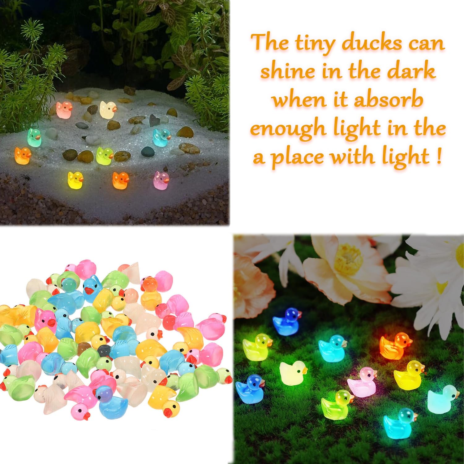 Pcs Luminous Mini Resin Ducks Tiny Glow in The Dark Duck Micro Garden Landsc