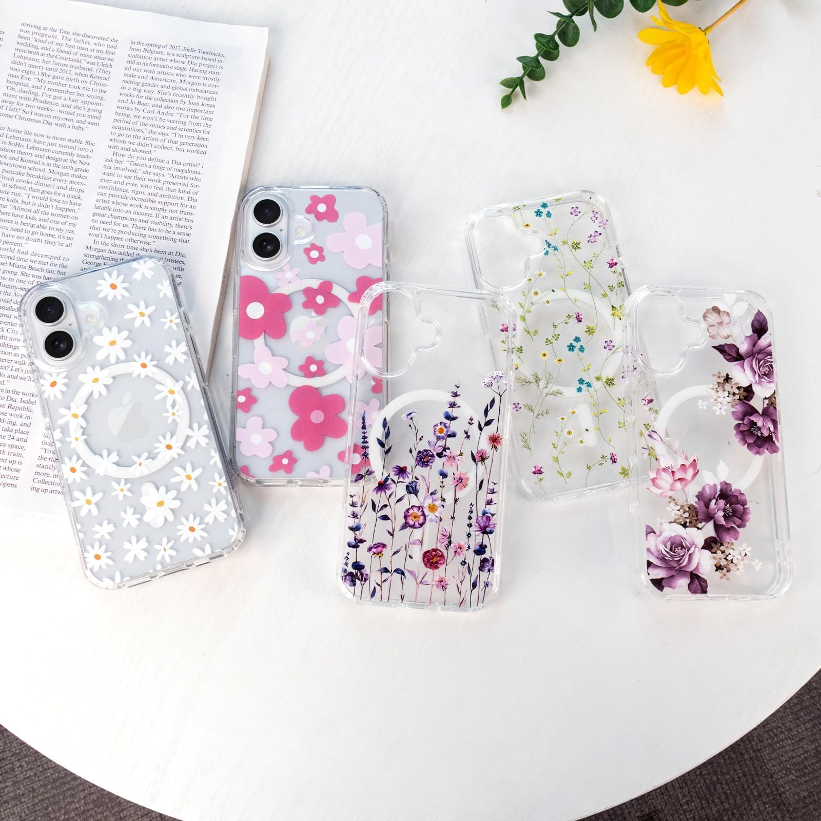 iPhone 16 Case [Compatible with Magsafe], Cute Flower Girls Women Clear Case