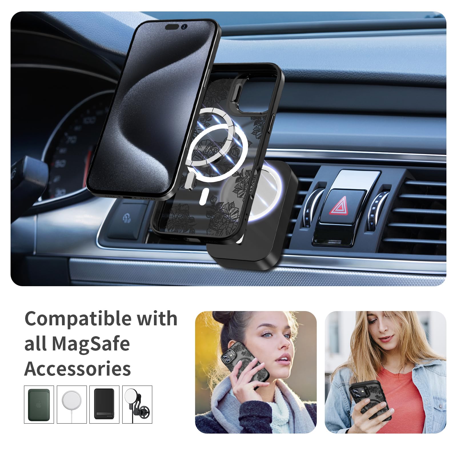 Case Compatible with iPhone 16 with Kickstand, Compatible with Magsafe,