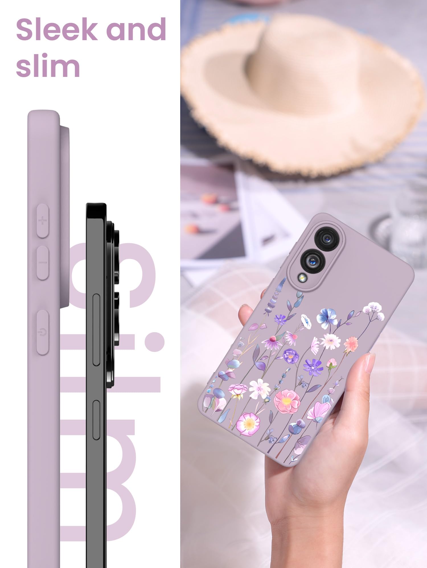 for Samsung Galaxy S25 Edge Case, Girls Women Florals Liquid Silicone Phone Case
