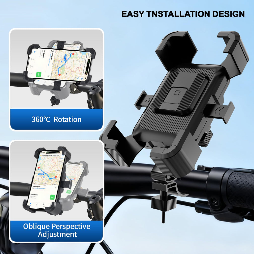 Bike Phone Mount Holder, Motorcycle Phone Mount, 3rd-Gen Anti Vibration for Scoo